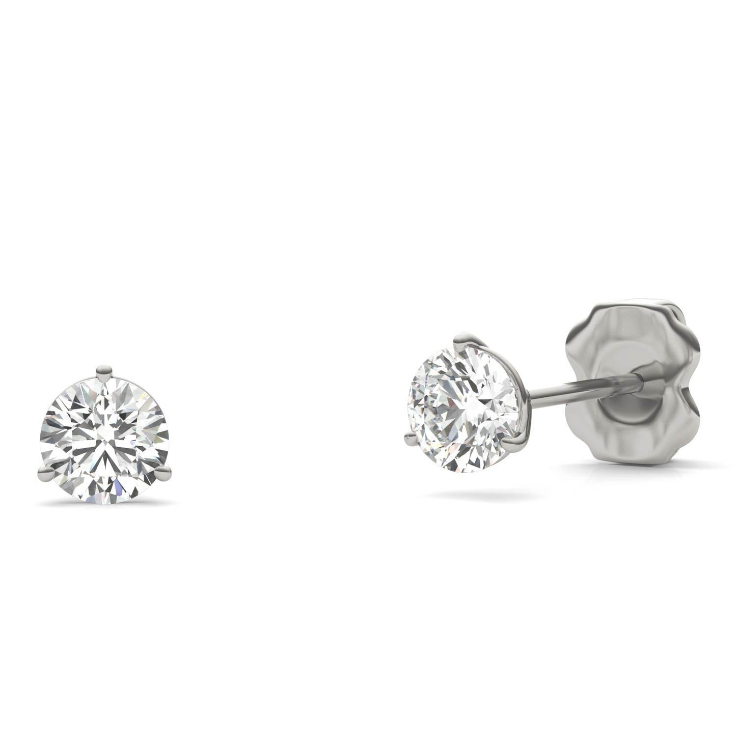 1/2 CTW Round Caydia Lab Grown Diamond Three Prong Martini Stud Earrings Platinum