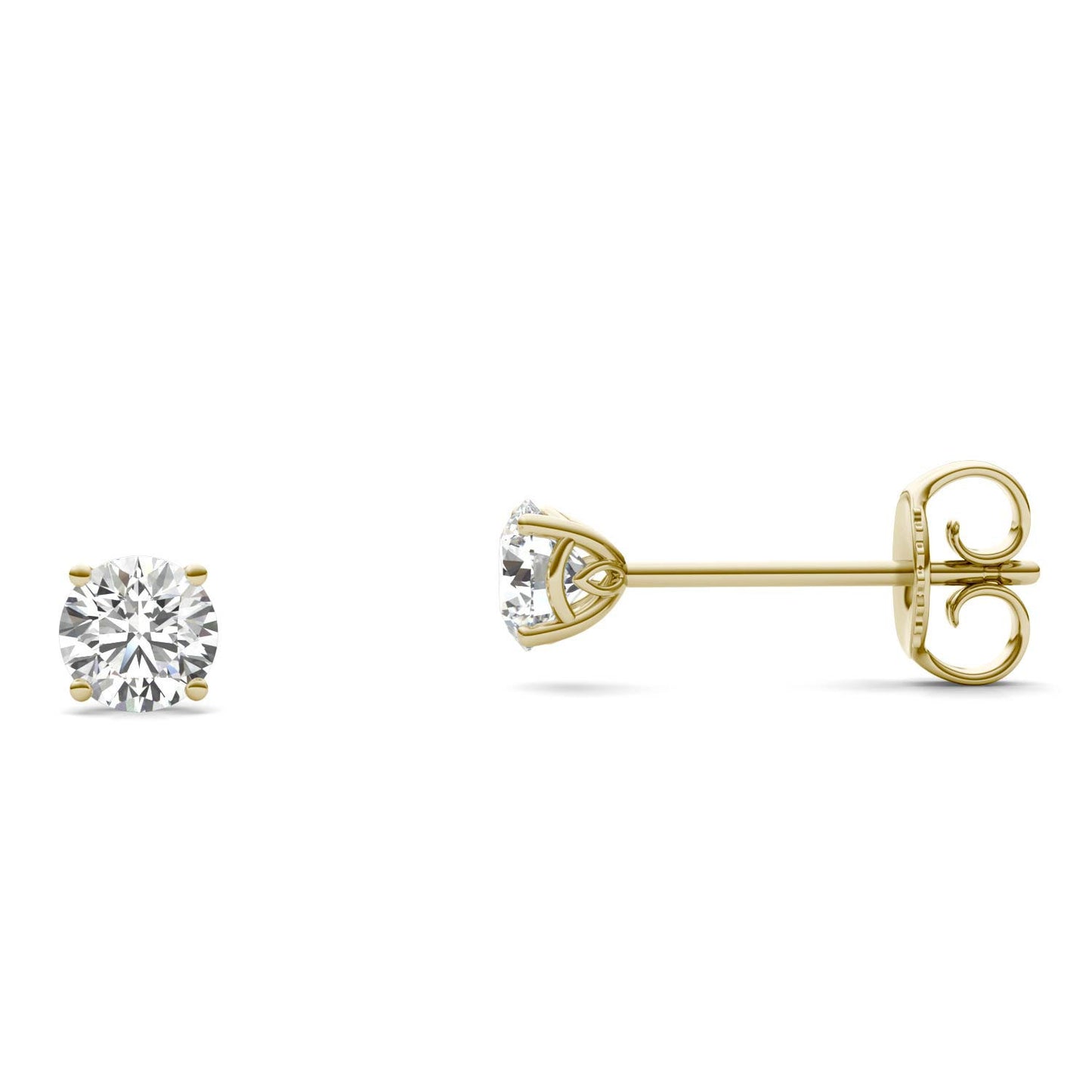 1/2 CTW Round Caydia Lab Grown Diamond Signature Basket Stud Earrings 18K Yellow Gold