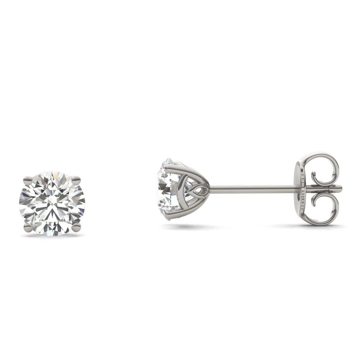 1 CTW Round Caydia Lab Grown Diamond Signature Basket Stud Earrings 18K White Gold