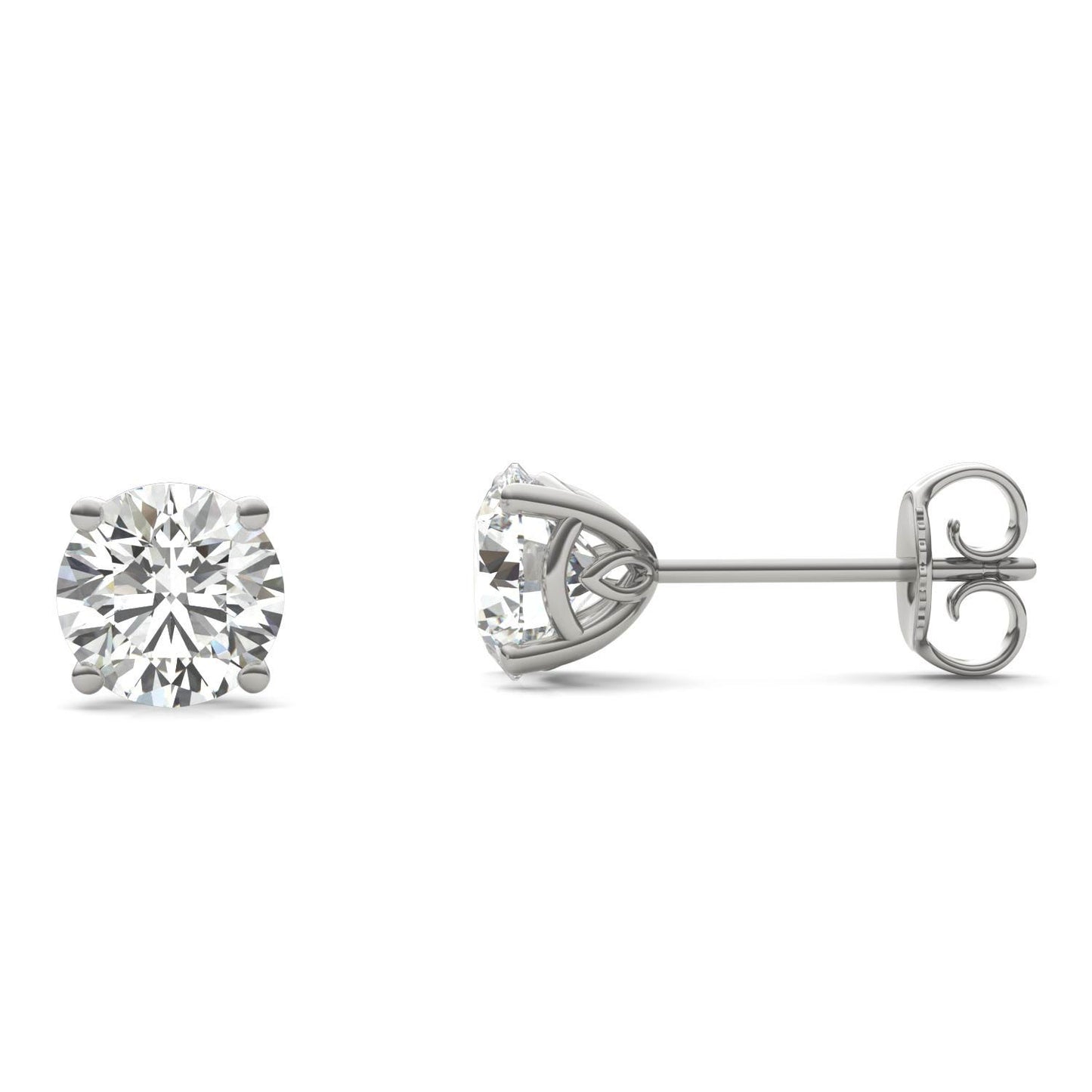 1 1/2 CTW Round Caydia Lab Grown Diamond Signature Basket Stud Earrings Platinum