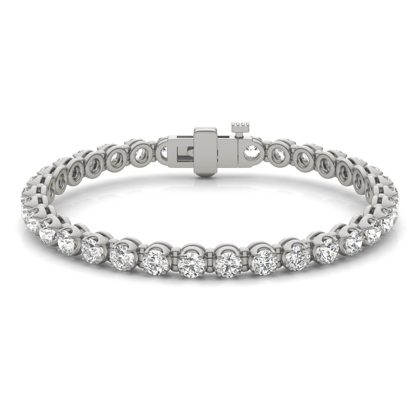8 1/2 CTW Round Caydia Lab Grown Diamond Four Prong Tennis Bracelet 14K White Gold