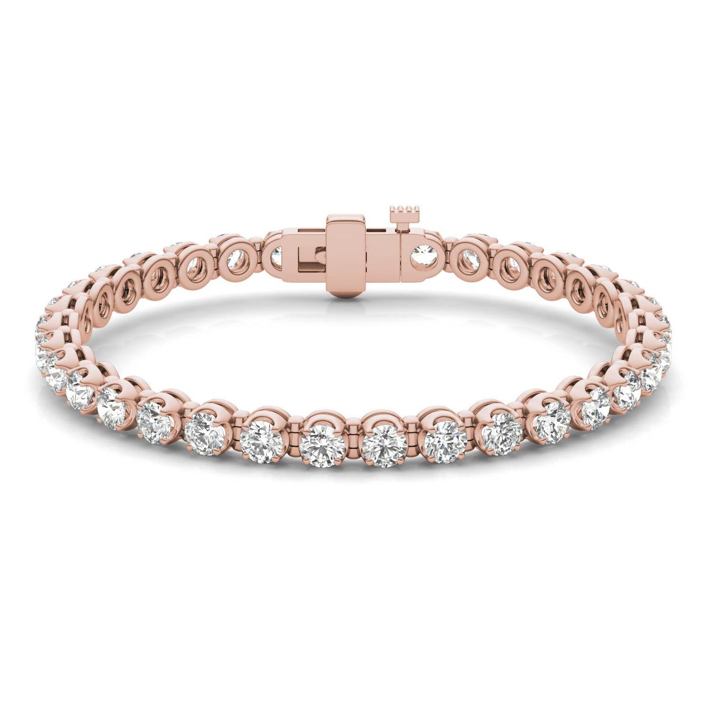 8 1/2 CTW Round Caydia Lab Grown Diamond Four Prong Tennis Bracelet 14K Rose Gold