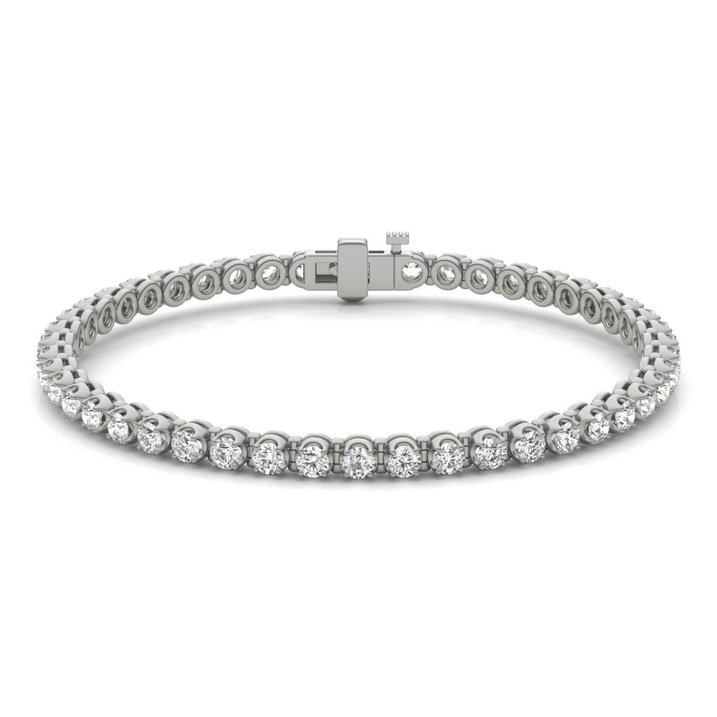 2 7/8 CTW Round Caydia Lab Grown Diamond Four Prong Tennis Bracelet 14K White Gold