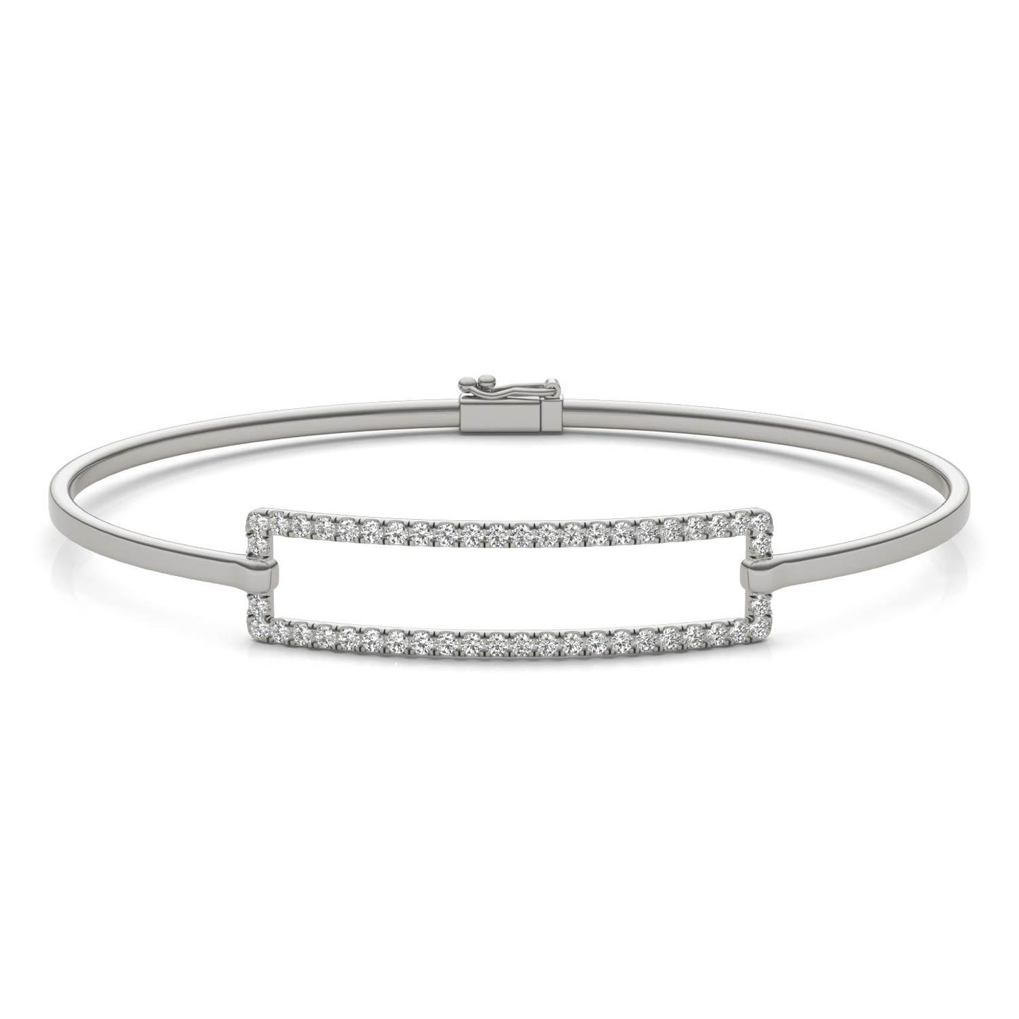 5/8 CTW Round Caydia Lab Grown Diamond Rectangle Bangle Bracelet 14K White Gold Stone Color F