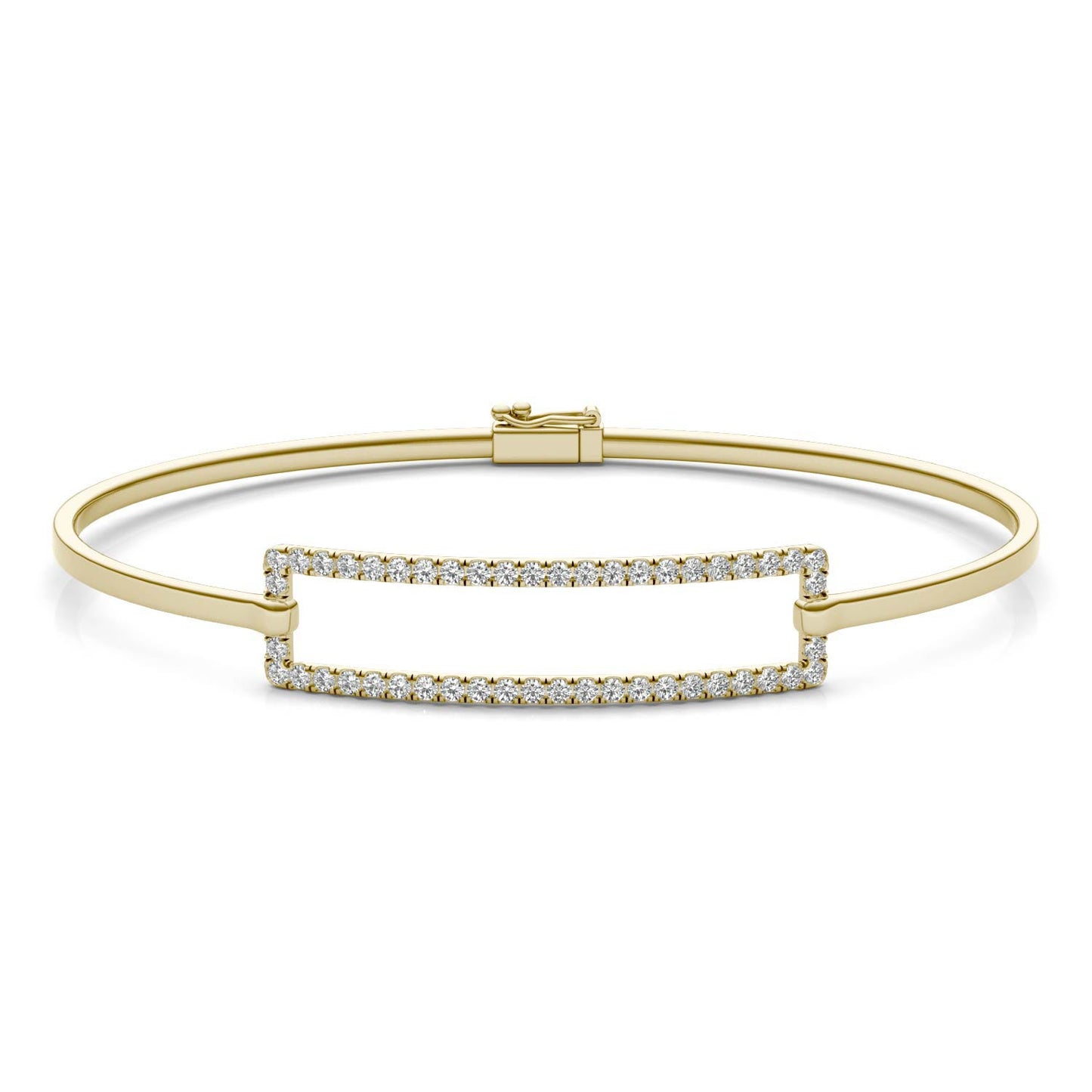 5/8 CTW Round Caydia Lab Grown Diamond Rectangle Bangle Bracelet 14K Yellow Gold Stone Color F
