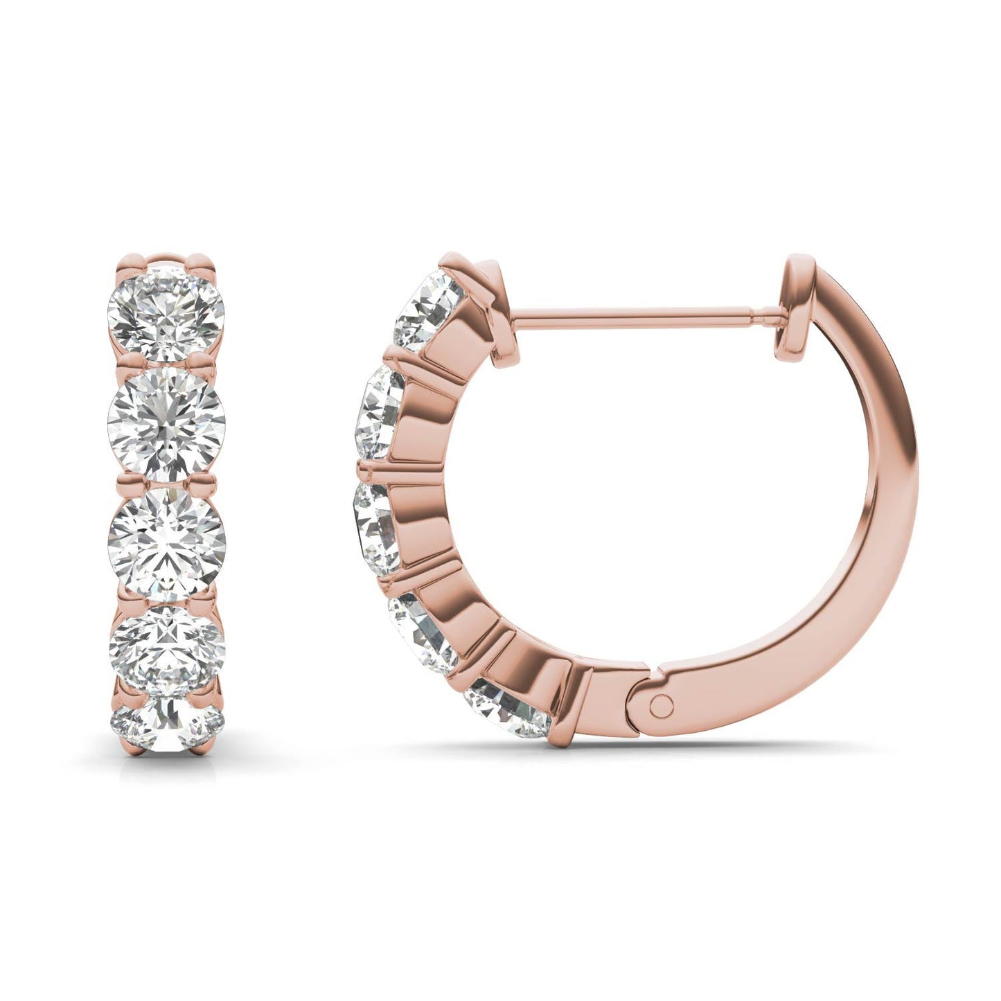 1 5/8 CTW Round Caydia Lab Grown Diamond Mini Hoop Earrings 14K Rose Gold