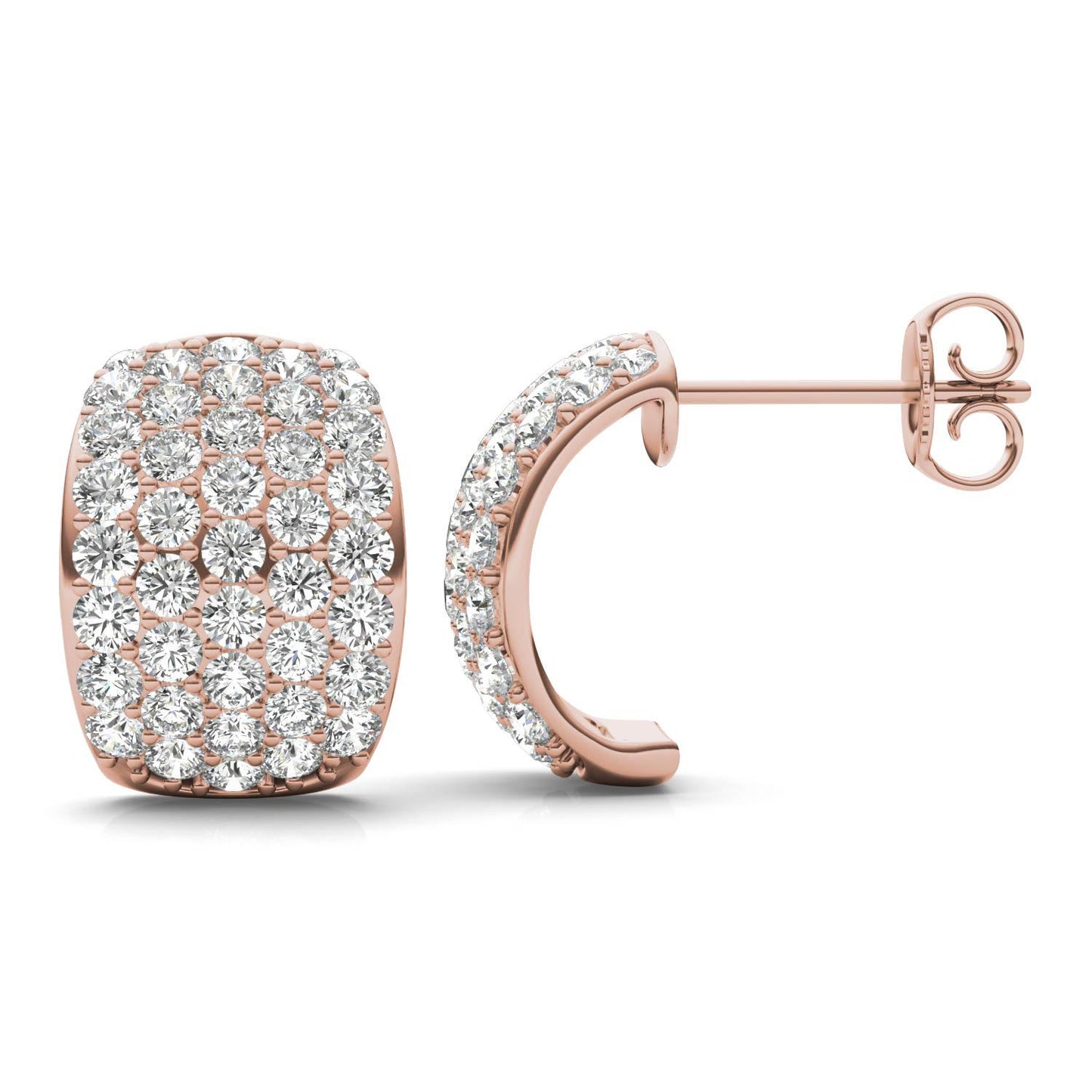 1 7/8 CTW Round Caydia Lab Grown Diamond Five Row Hoop Earrings 14K Rose Gold