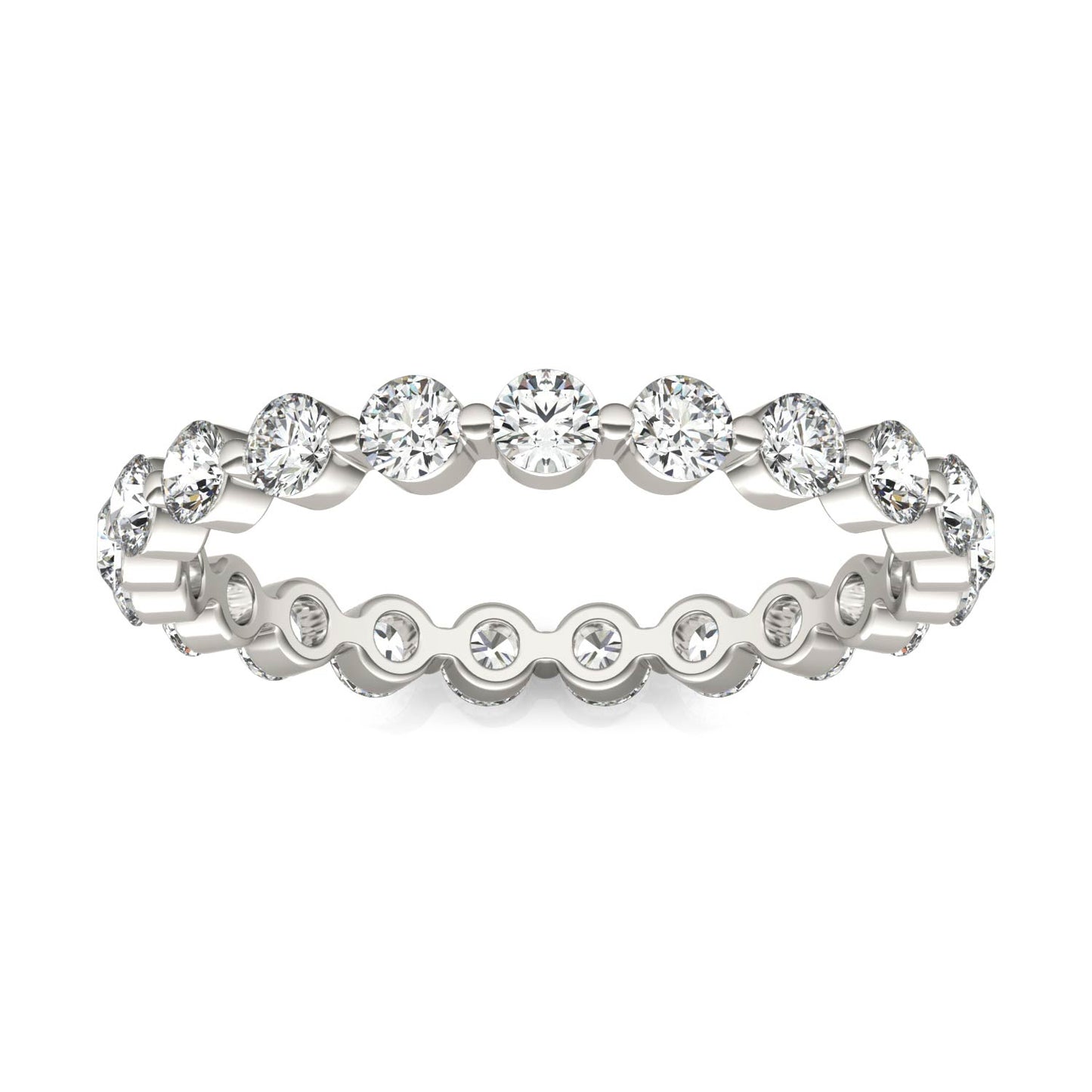 1 CTW Round Caydia Lab Grown Diamond Single Prong Eternity Band 18K White Gold