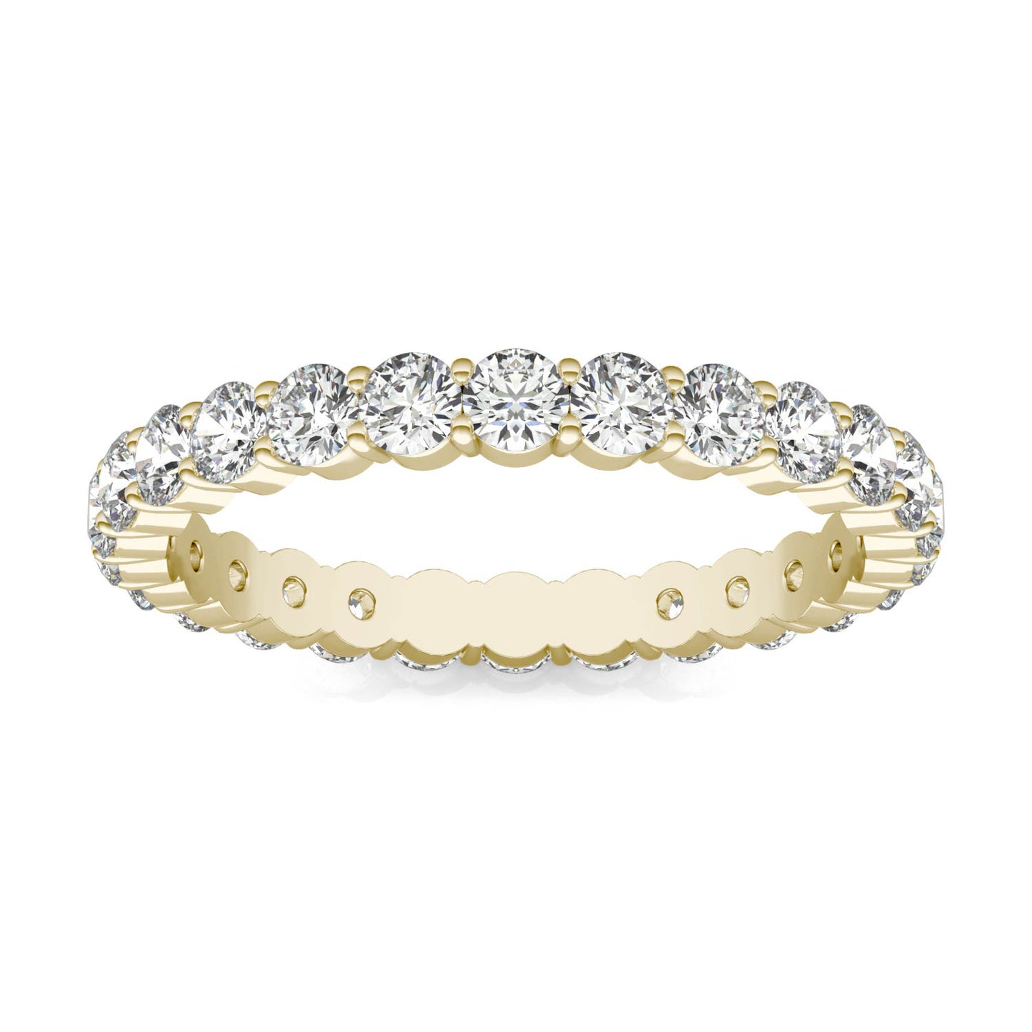 1 1/3 CTW Round Caydia Lab Grown Diamond Scallop Edge Eternity Band Ring 14K Yellow Gold