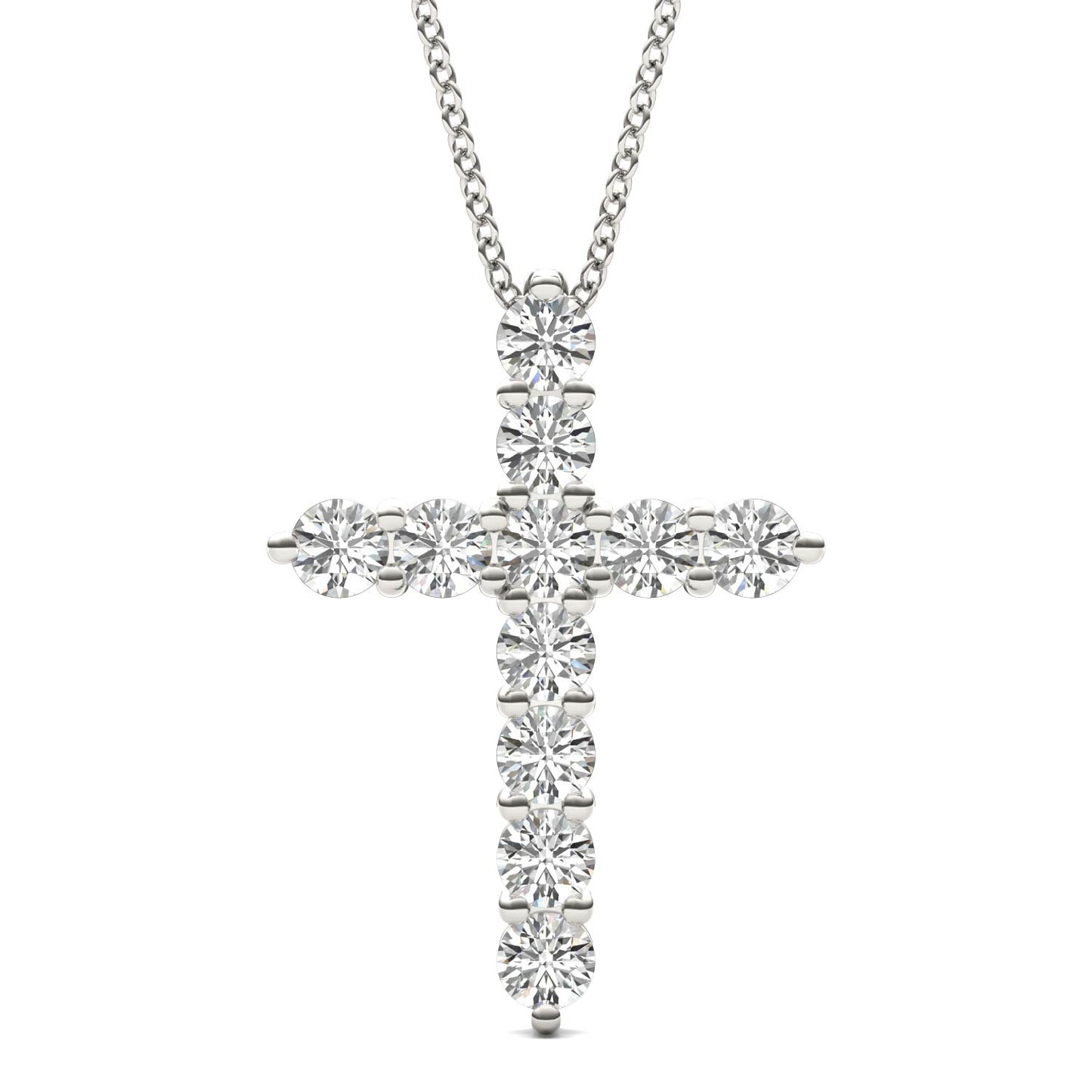 1/2 CTW Round Caydia Lab Grown Diamond Cross Pendant Necklace 14K White Gold
