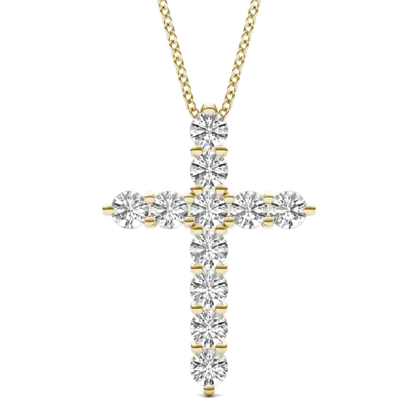 1/2 CTW Round Caydia Lab Grown Diamond Cross Pendant Necklace 14K Yellow Gold