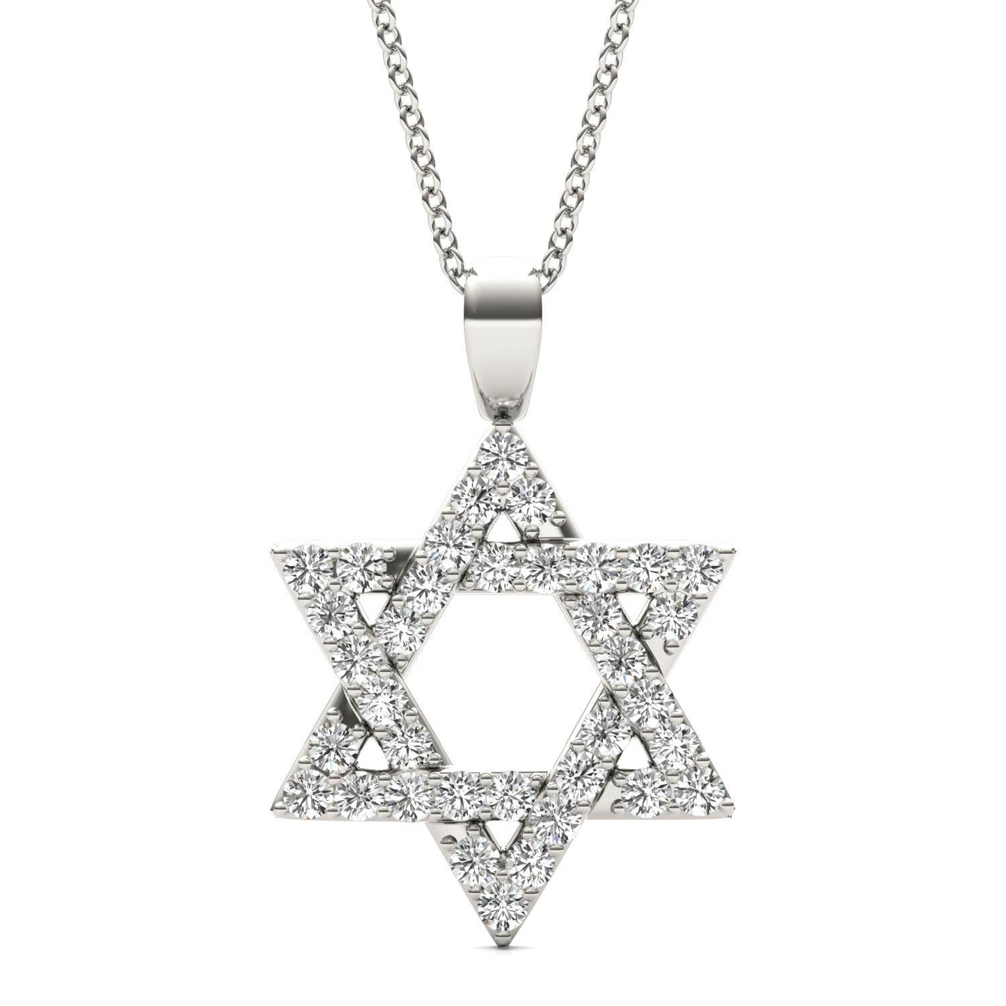 1/3 CTW Round Caydia Lab Grown Diamond Star of David Pendant Necklace 14K White Gold Stone Color F