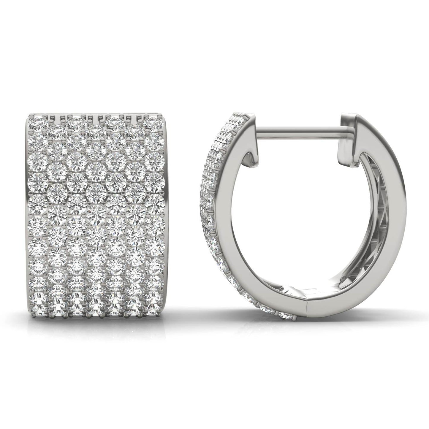 2 1/3 CTW Round Caydia Lab Grown Diamond Micro Pave Hoop Earrings 14K White Gold