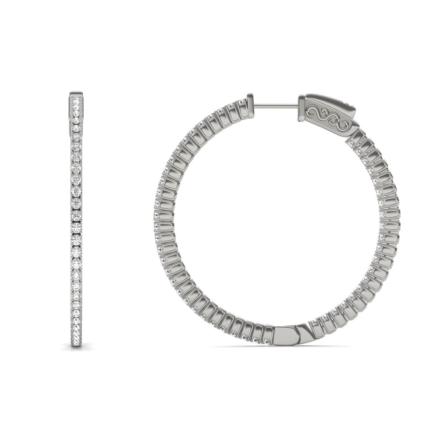 1 CTW Round Caydia Lab Grown Diamond Inside Out Earrings 14K White Gold