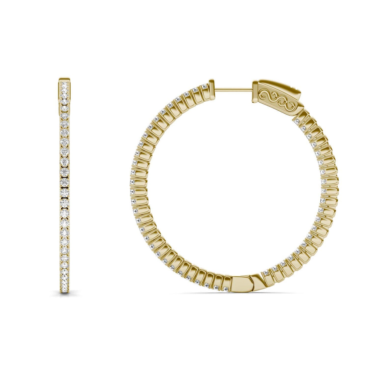 1 CTW Round Caydia Lab Grown Diamond Inside Out Earrings 14K Yellow Gold