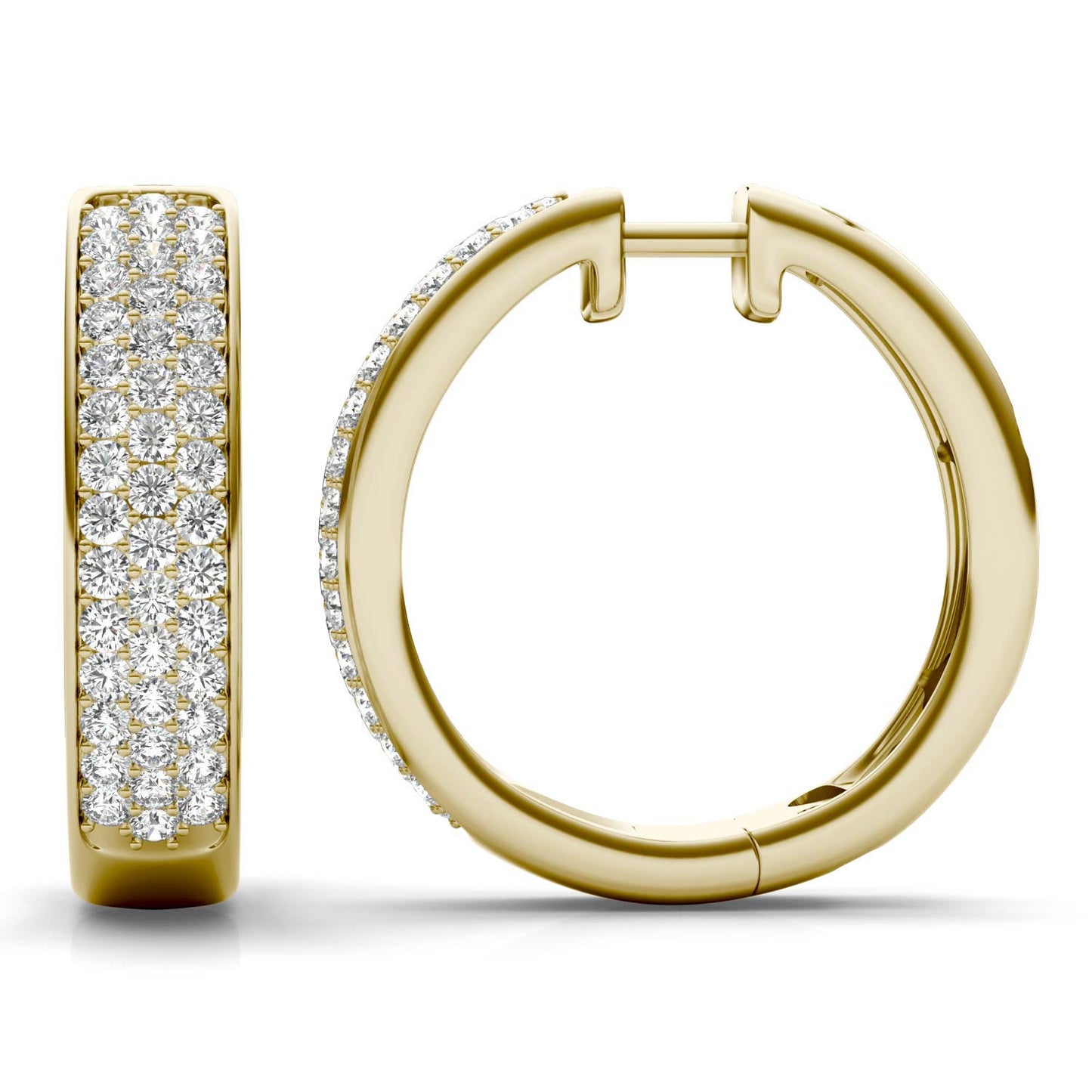 1 1/5 CTW Round Caydia Lab Grown Diamond Pave Hoop Earrings 14K Yellow Gold
