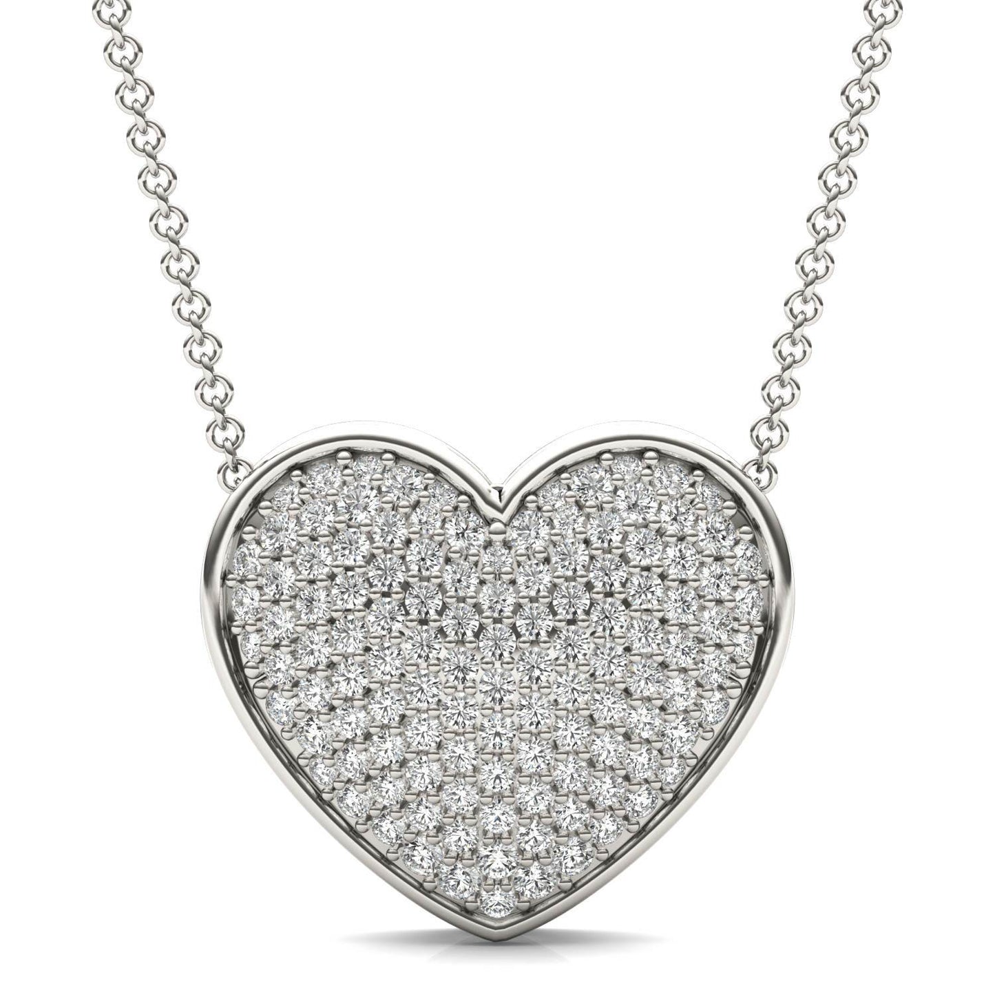 7/8 CTW Round Caydia Lab Grown Diamond Signature Pave Heart Necklace Platinum