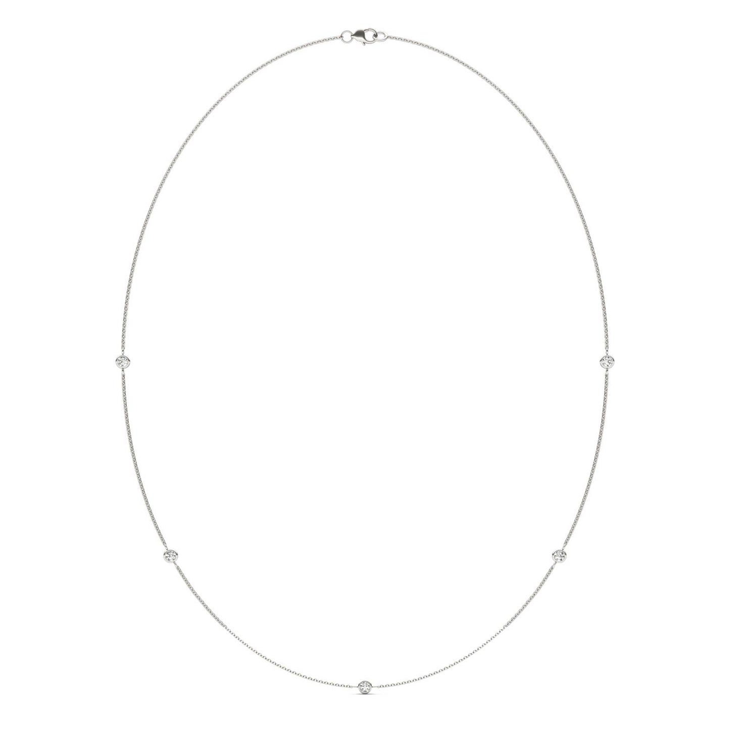 1/2 CTW Round Caydia Lab Grown Diamond 18in Station Necklace 14K White Gold