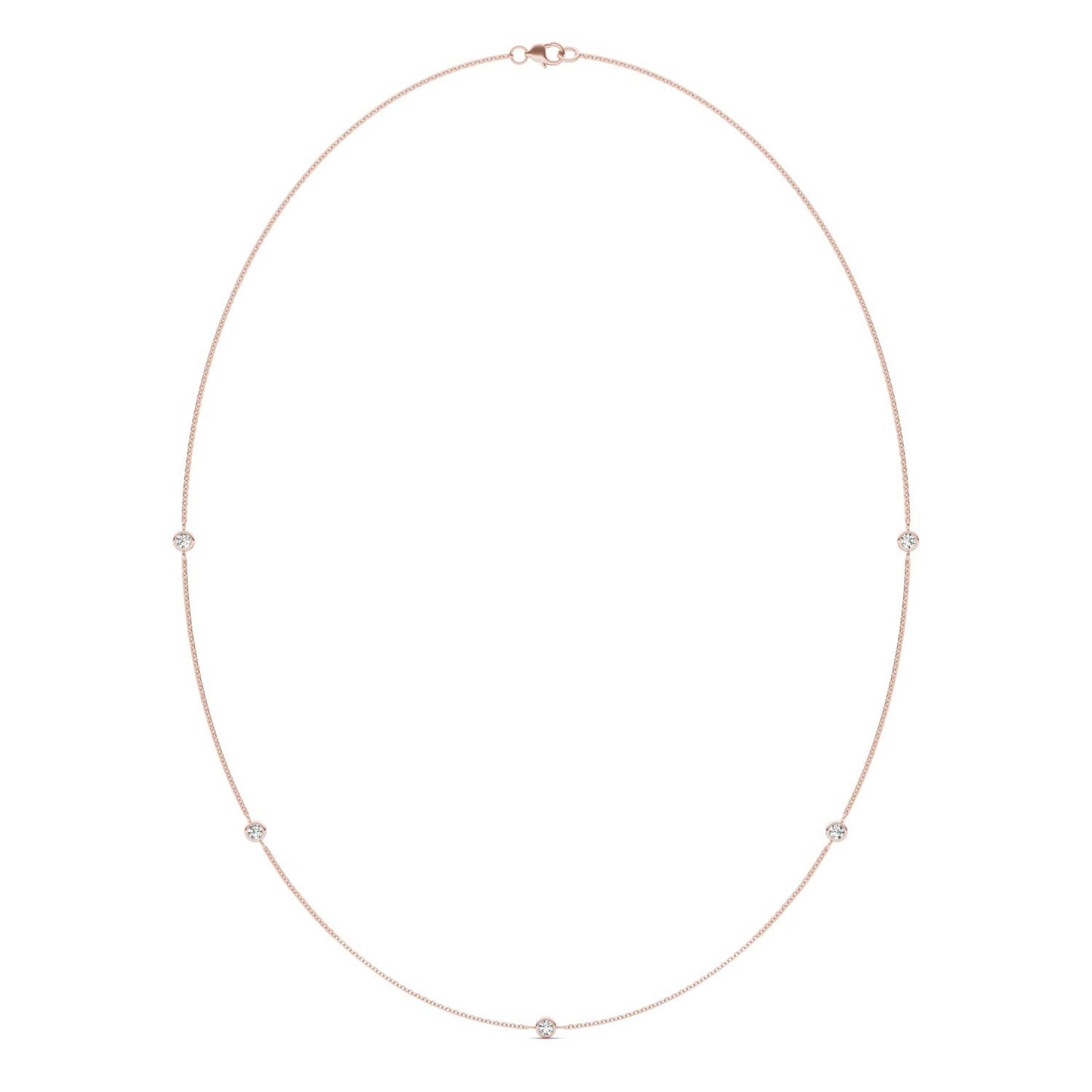 1/2 CTW Round Caydia Lab Grown Diamond 18in Station Necklace 14K Rose Gold