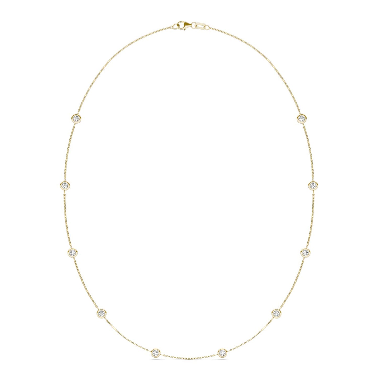 1 CTW Round Caydia Lab Grown Diamond 18in Station Necklace 14K Yellow Gold