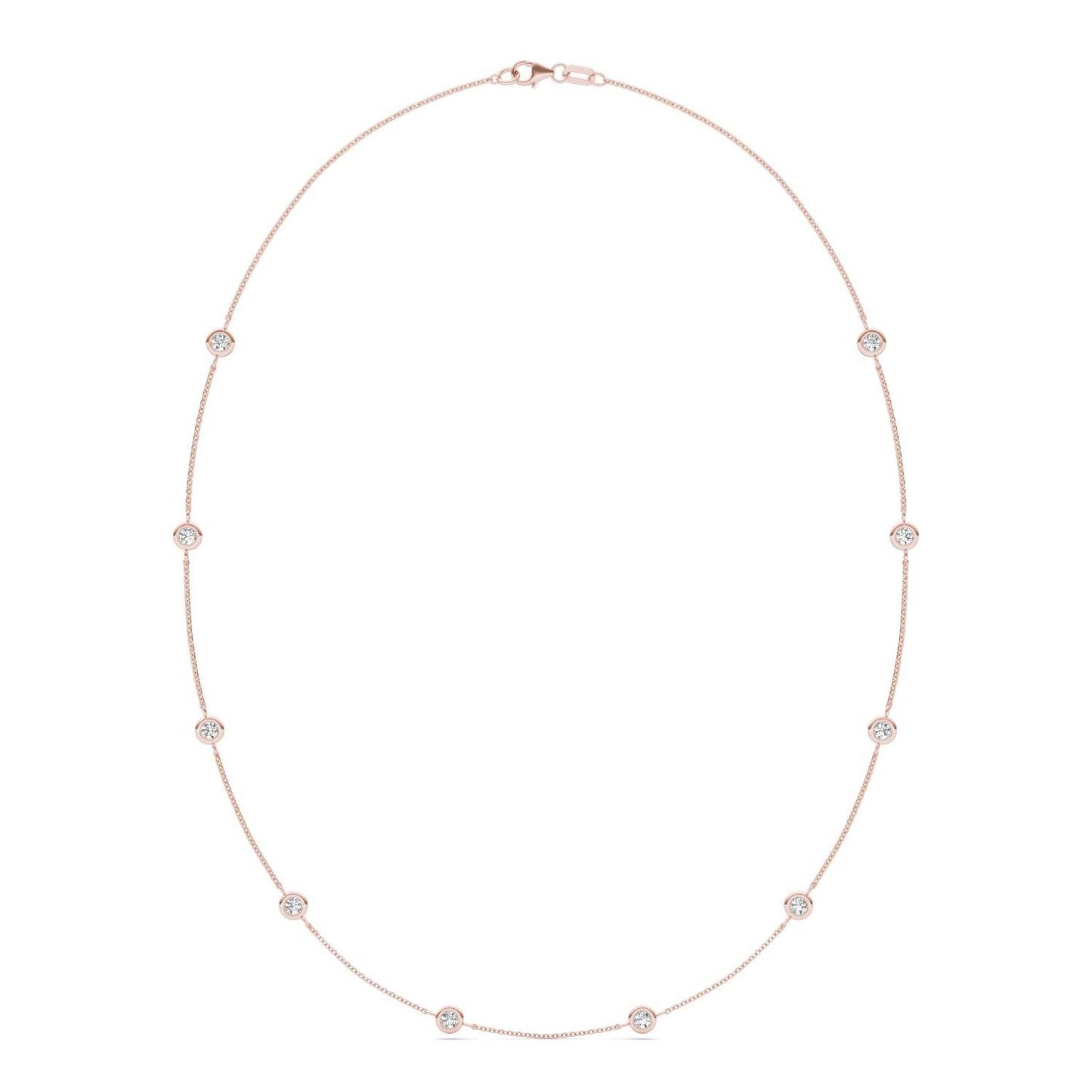 1 CTW Round Caydia Lab Grown Diamond 18in Station Necklace 14K Rose Gold