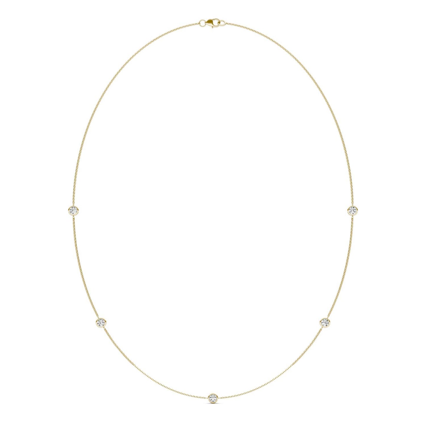 1 CTW Round Caydia Lab Grown Diamond 18in Station Necklace 14K Yellow Gold