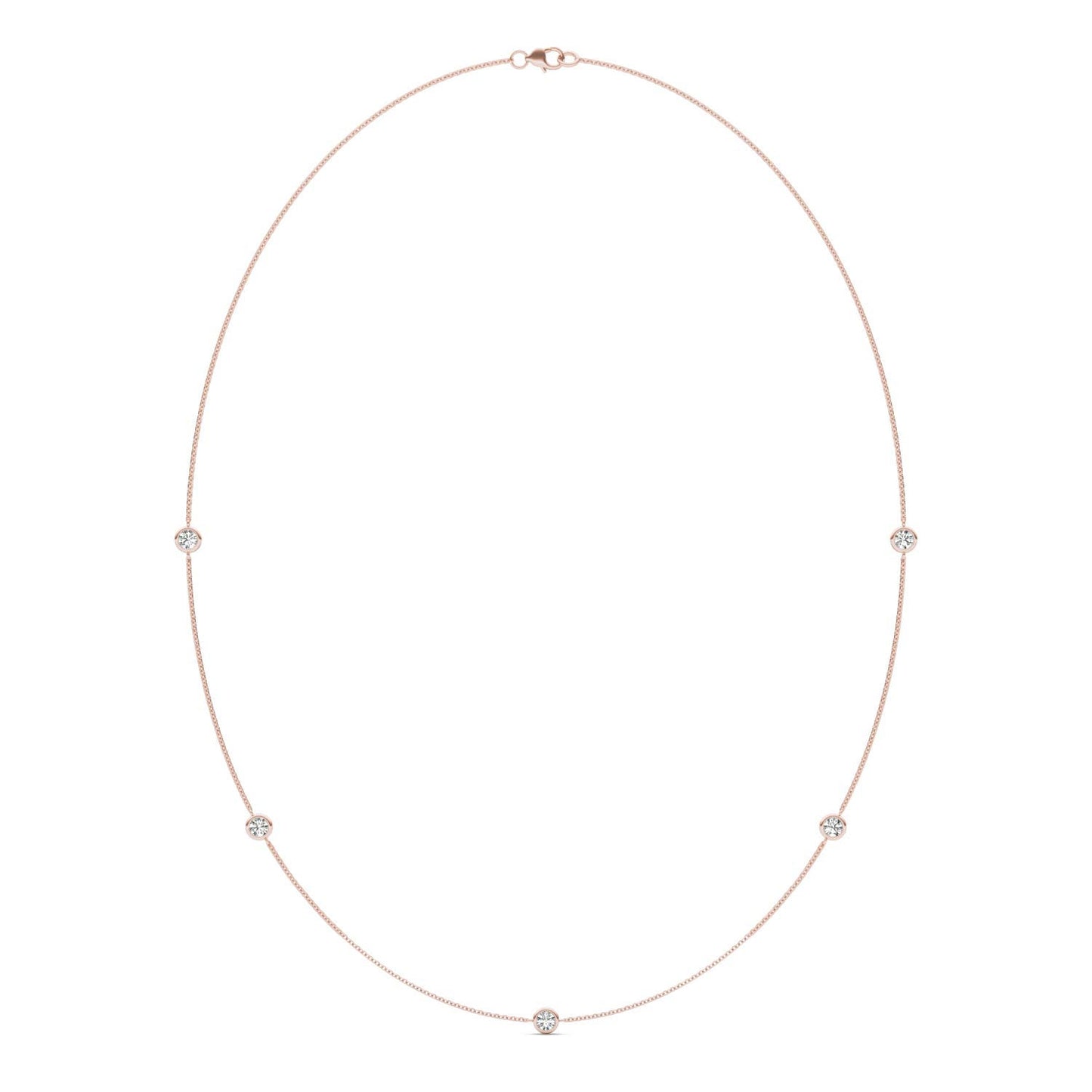 1 CTW Round Caydia Lab Grown Diamond 18in Station Necklace 14K Rose Gold