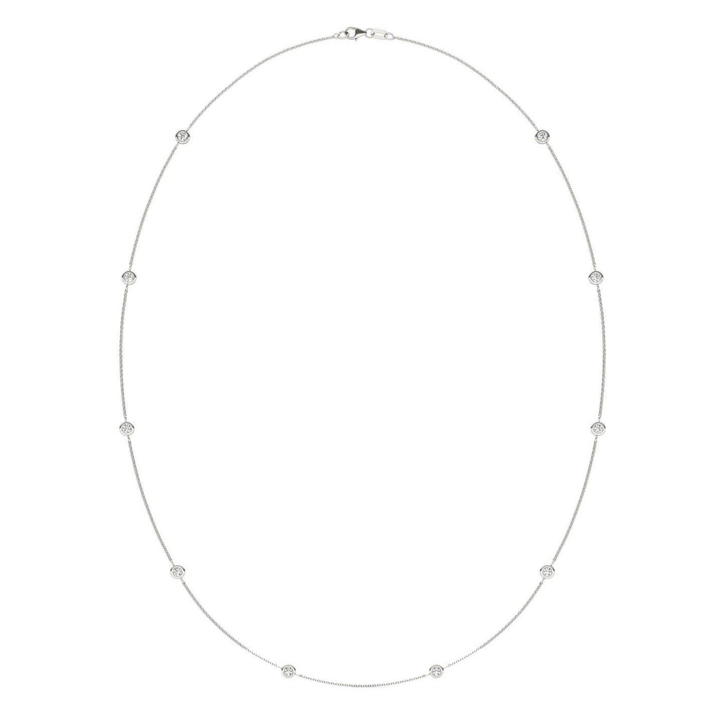 1 CTW Round Caydia Lab Grown Diamond 24in Station Necklace 14K White Gold