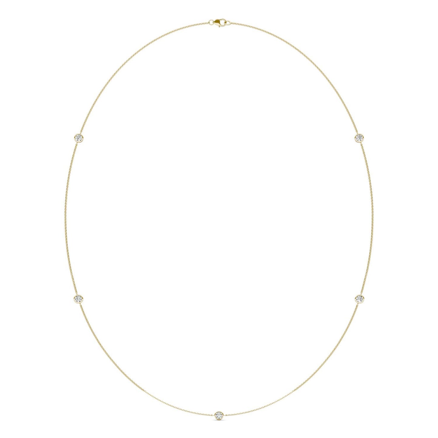1 CTW Round Caydia Lab Grown Diamond 24in Station Necklace 14K Yellow Gold