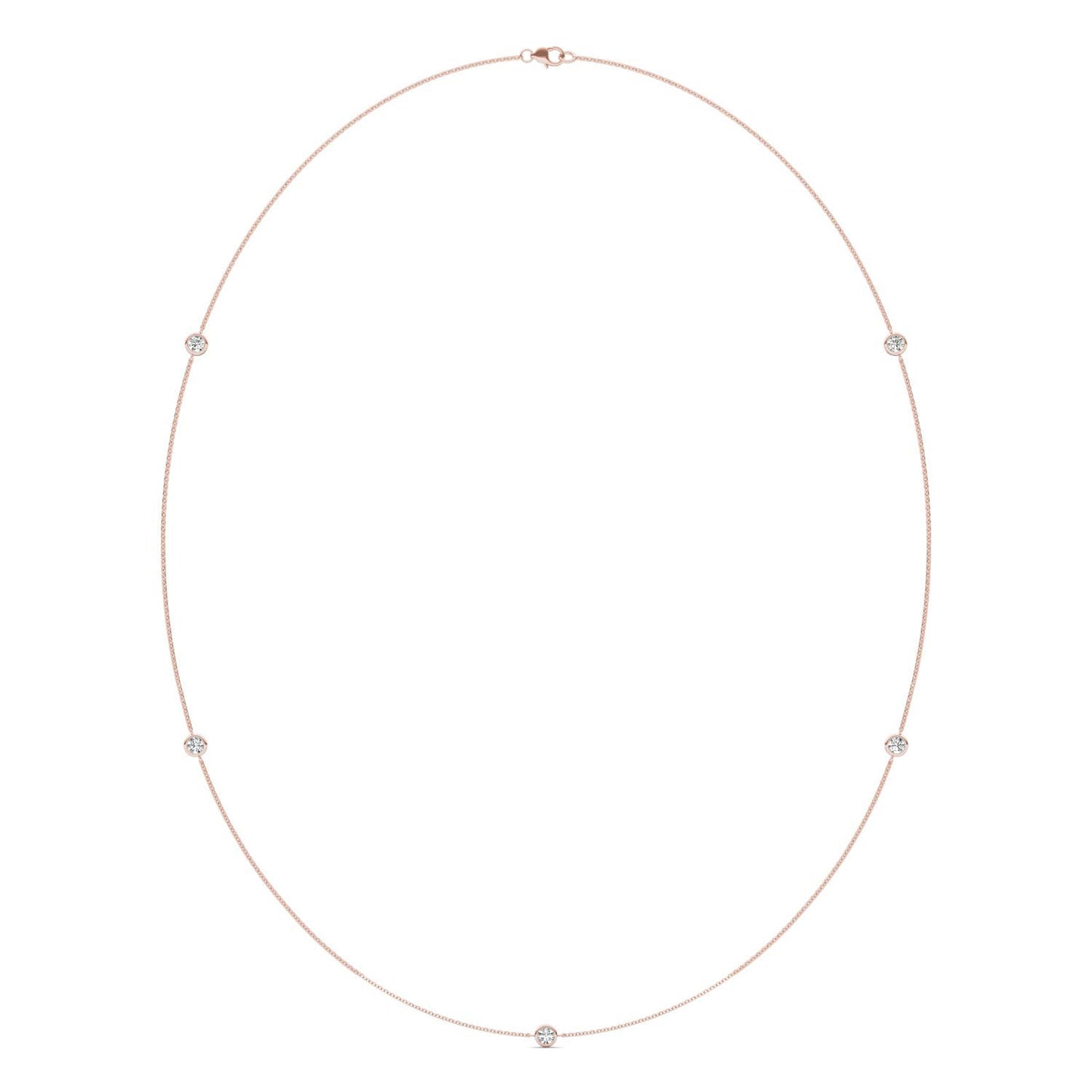 1 CTW Round Caydia Lab Grown Diamond 24in Station Necklace 14K Rose Gold