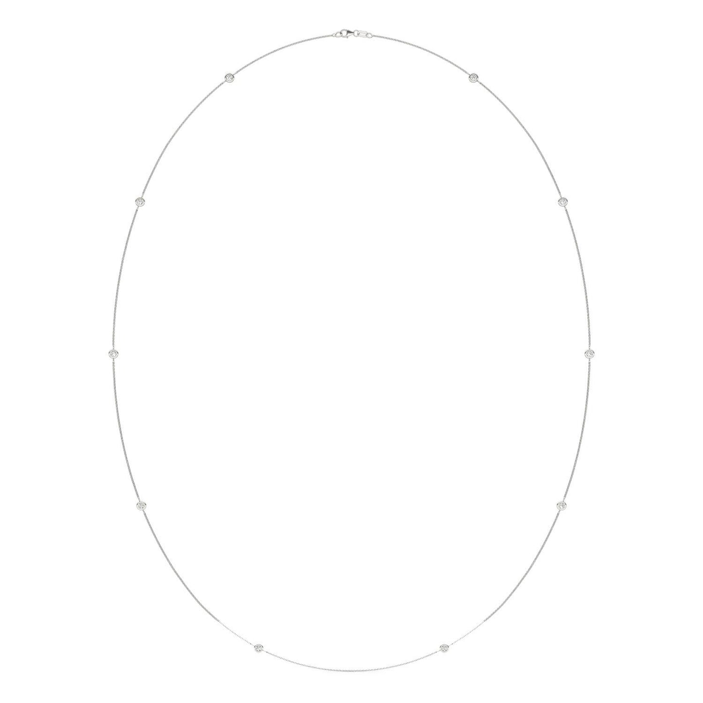 1 CTW Round Caydia Lab Grown Diamond 36in Station Ten Stone Necklace 14K White Gold