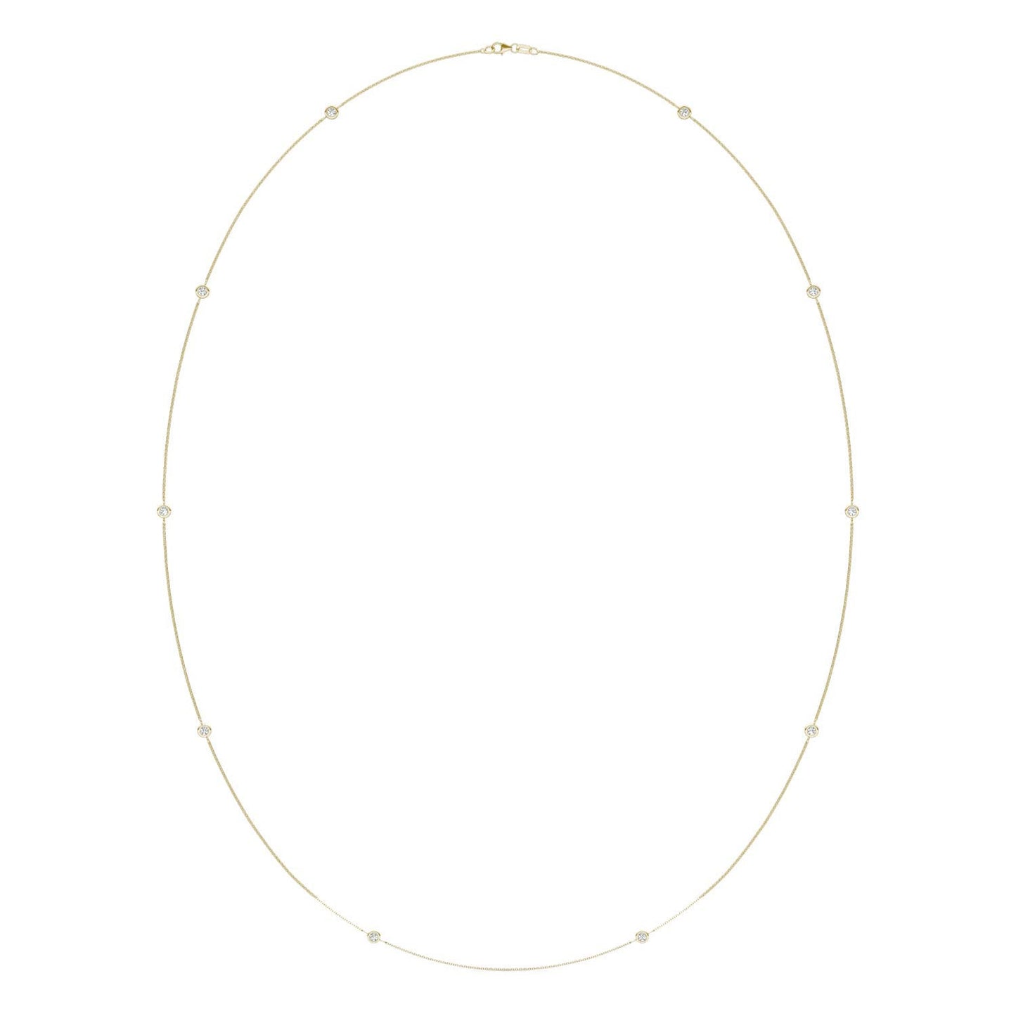 1 CTW Round Caydia Lab Grown Diamond 36in Station Ten Stone Necklace 14K Yellow Gold