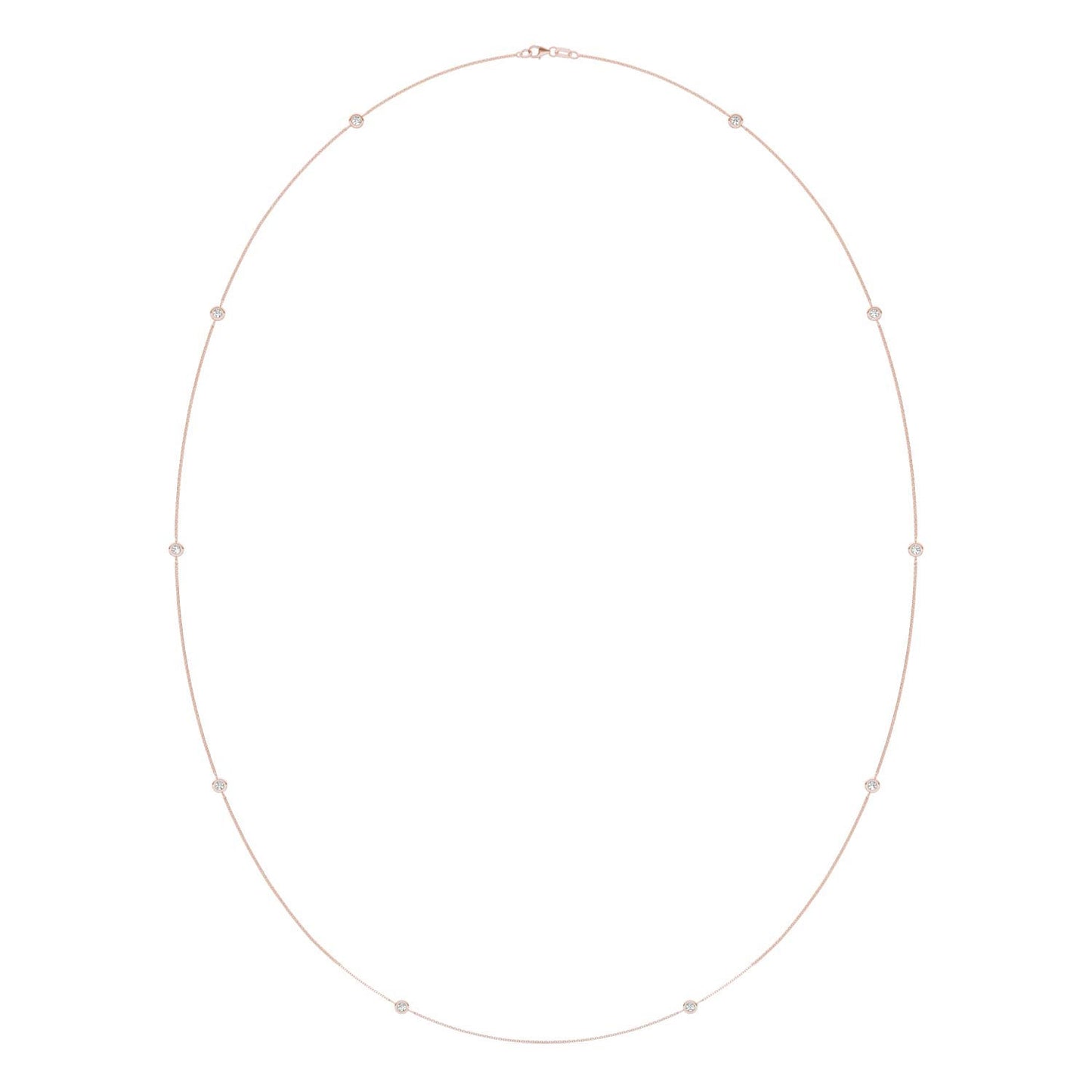 1 CTW Round Caydia Lab Grown Diamond 36in Station Ten Stone Necklace 14K Rose Gold