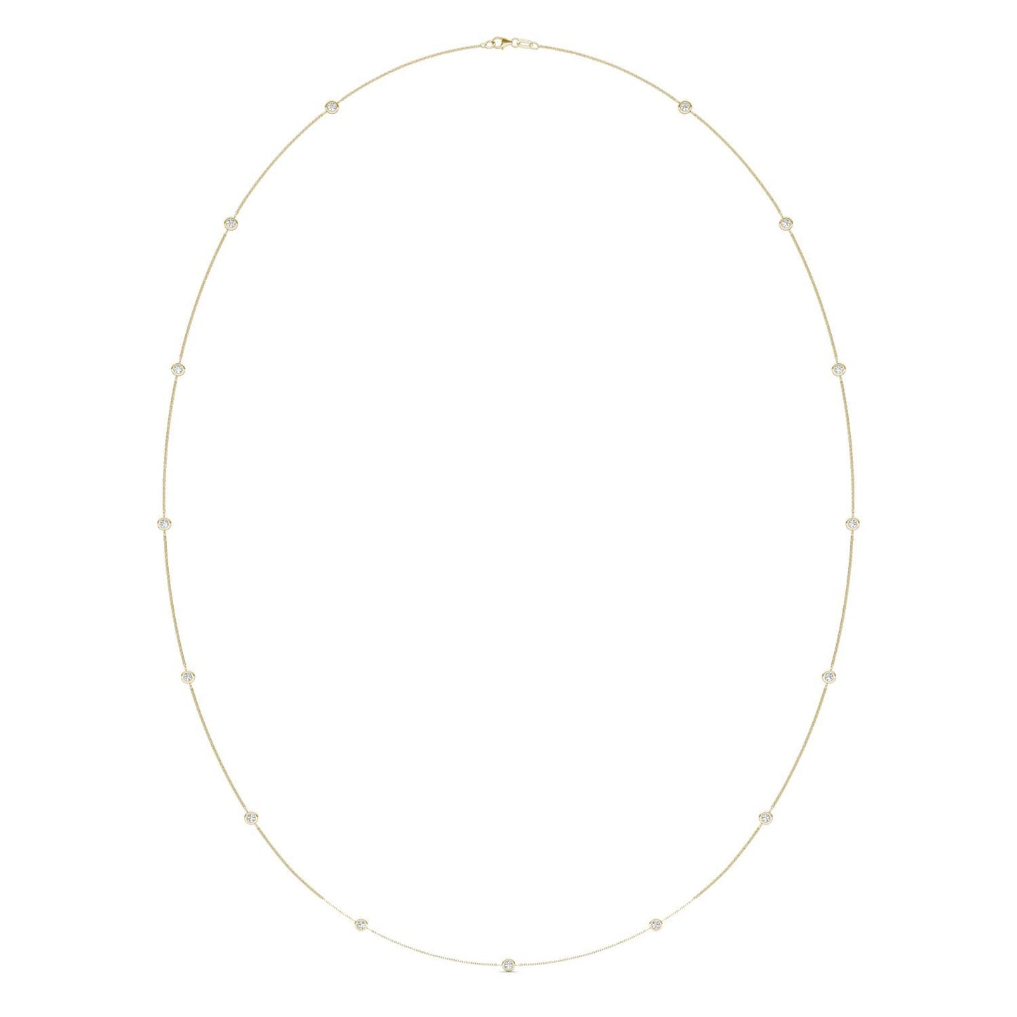1 1/2 CTW Round Caydia Lab Grown Diamond 36in Station Fifteen Stone Necklace 14K Yellow Gold