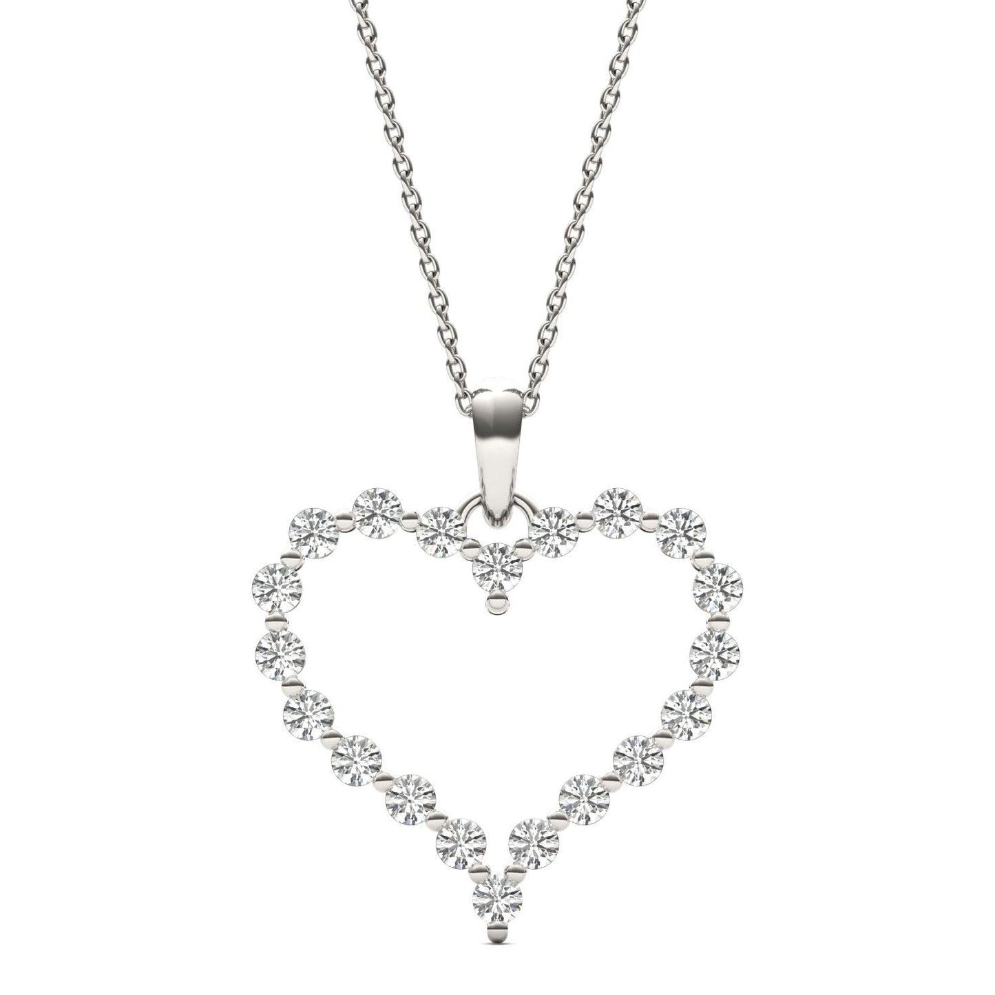 1 CTW Round Caydia Lab Grown Diamond Heart Necklace 14K White Gold