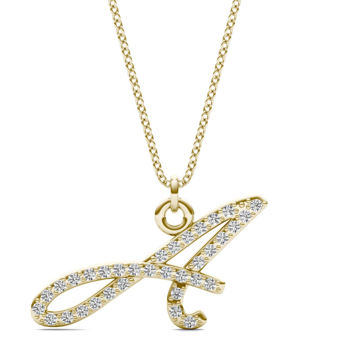 Caydia Lab Grown Diamond Personalized Initial Necklace 14K Yellow Gold