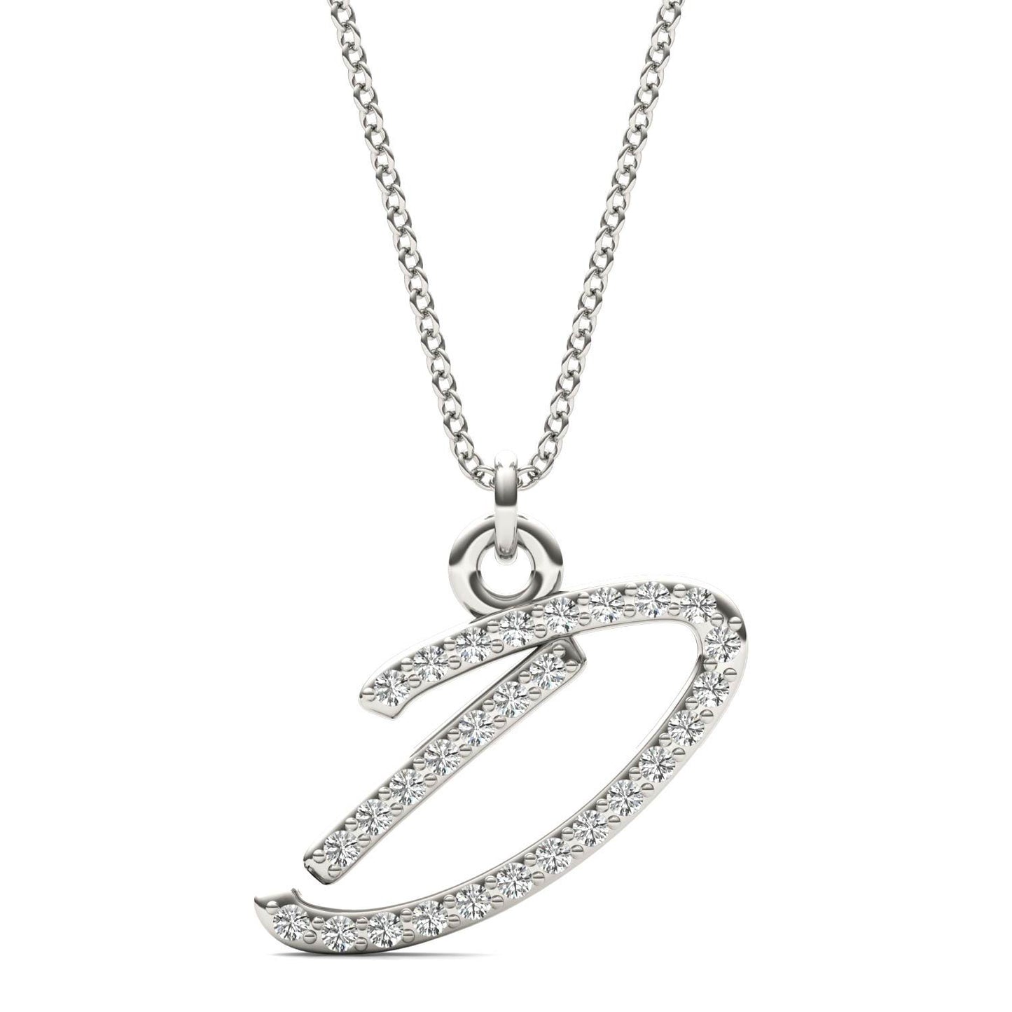 Caydia Lab Grown Diamond Personalized Initial Necklace 14K White Gold