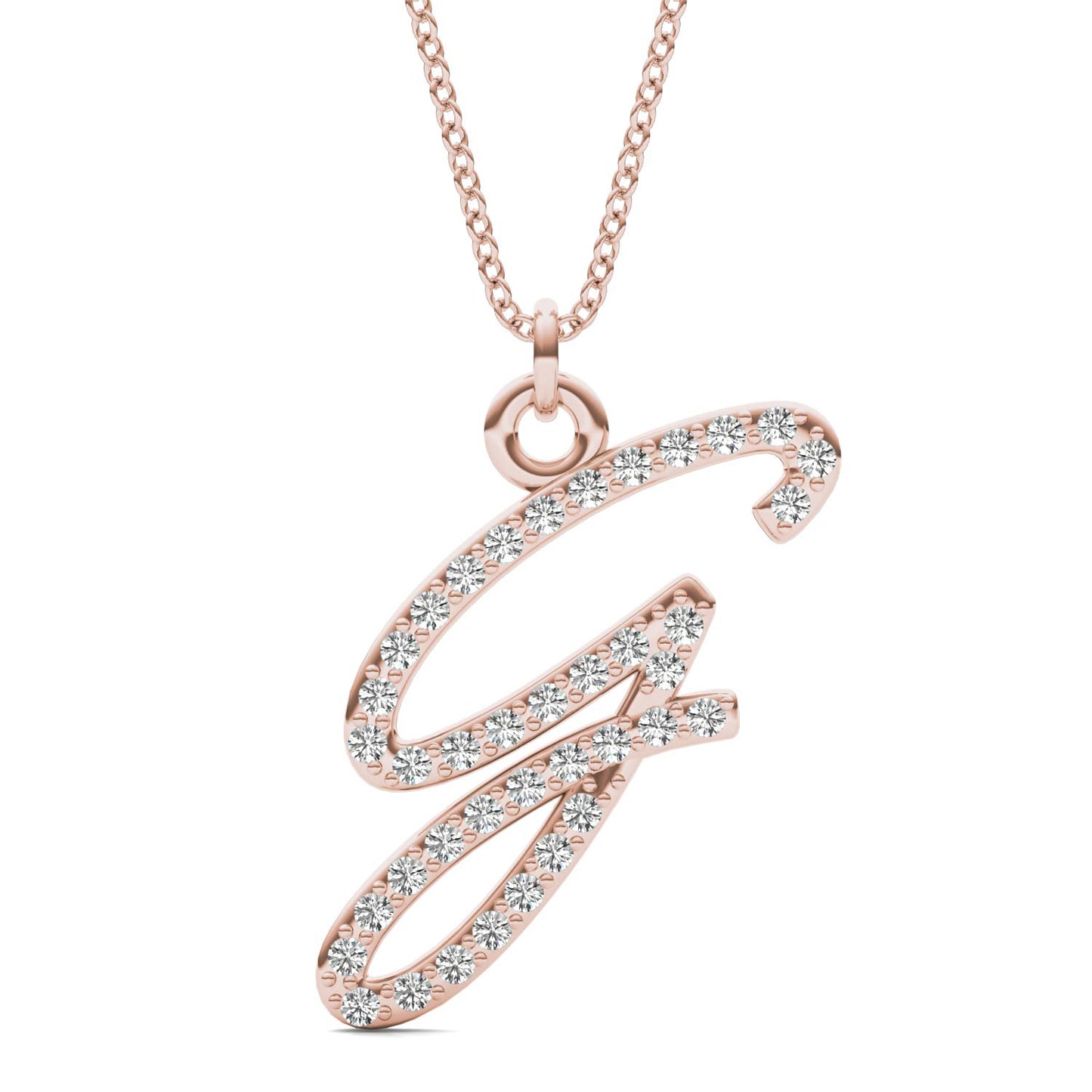 Caydia Lab Grown Diamond Personalized Initial Necklace 14K Rose Gold
