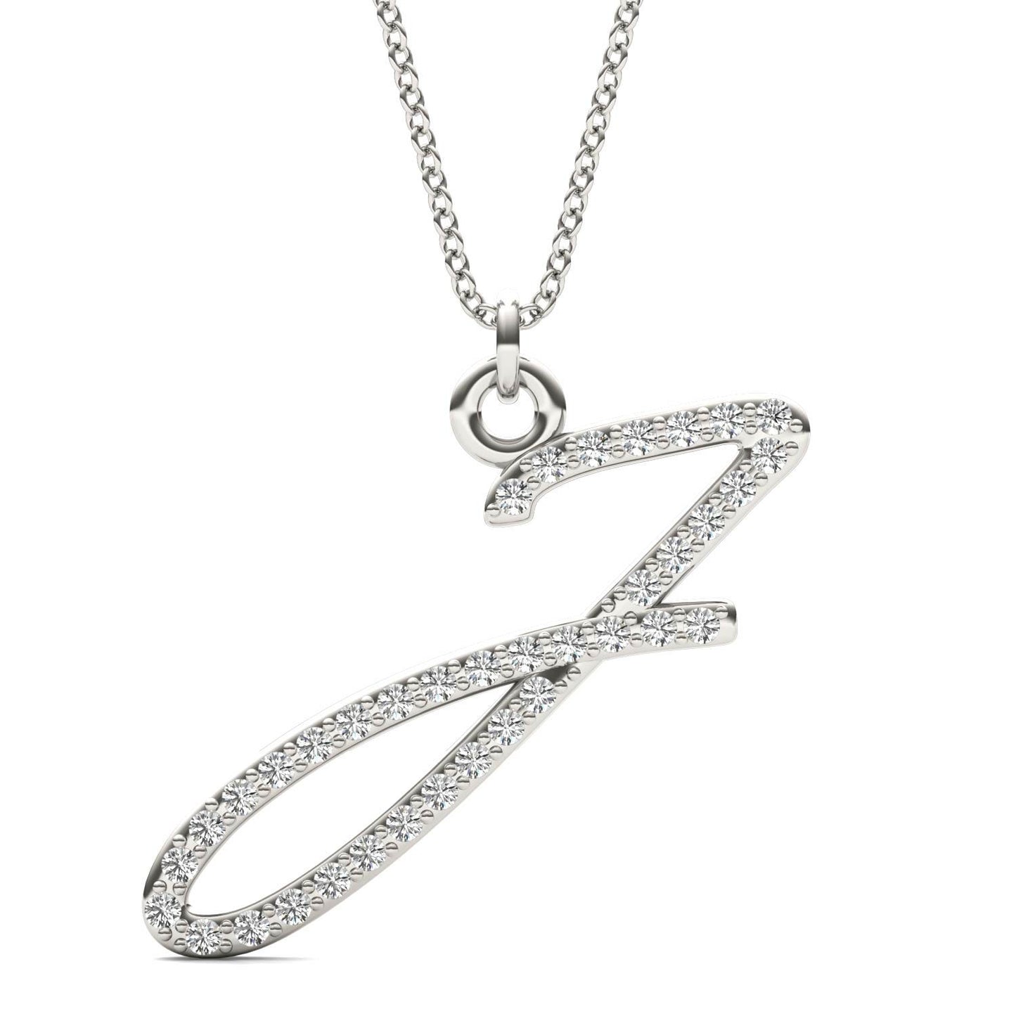 Caydia Lab Grown Diamond Personalized Initial Necklace 14K White Gold