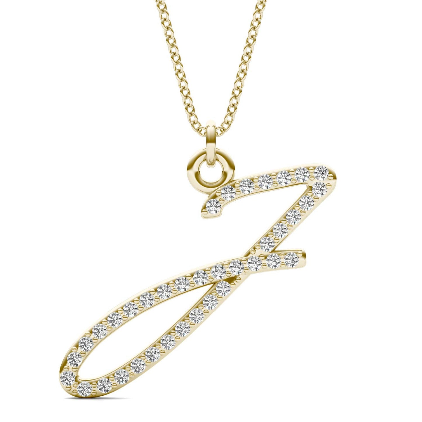 Caydia Lab Grown Diamond Personalized Initial Necklace 14K Yellow Gold