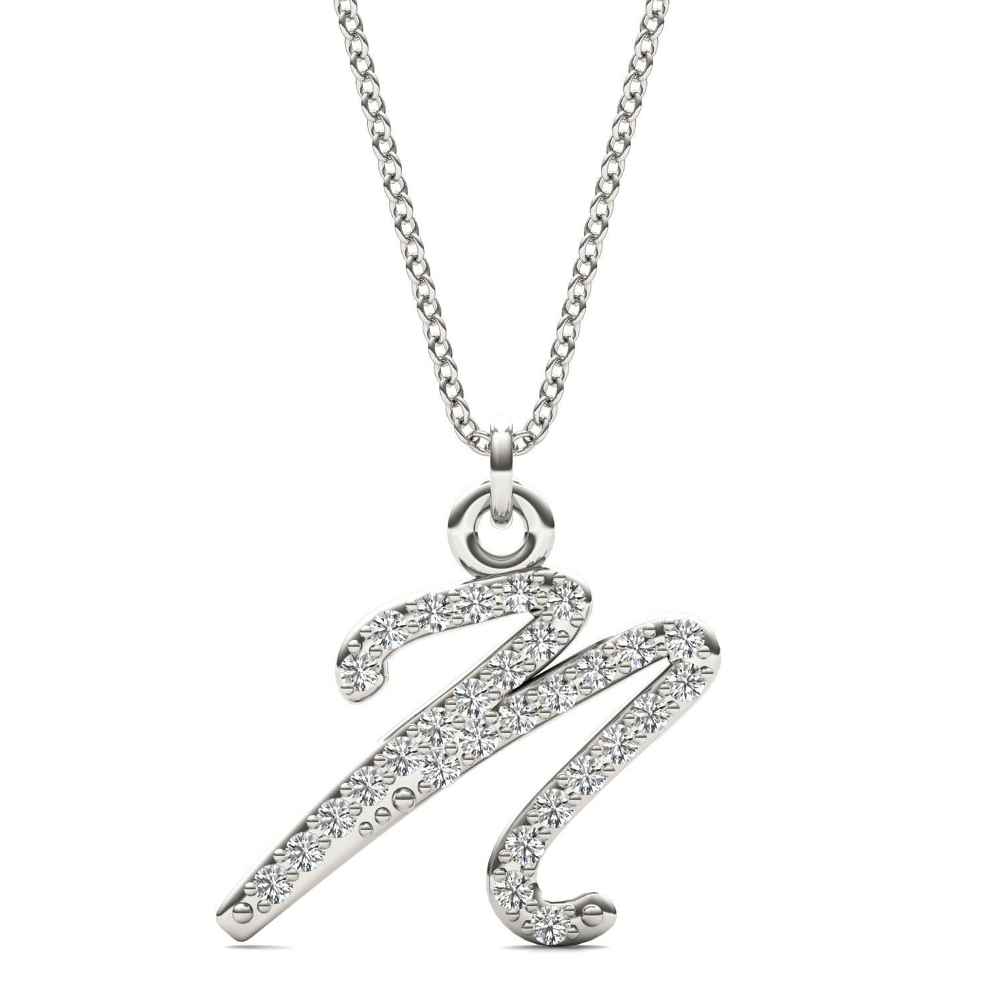 Caydia Lab Grown Diamond Personalized Initial Necklace 14K White Gold