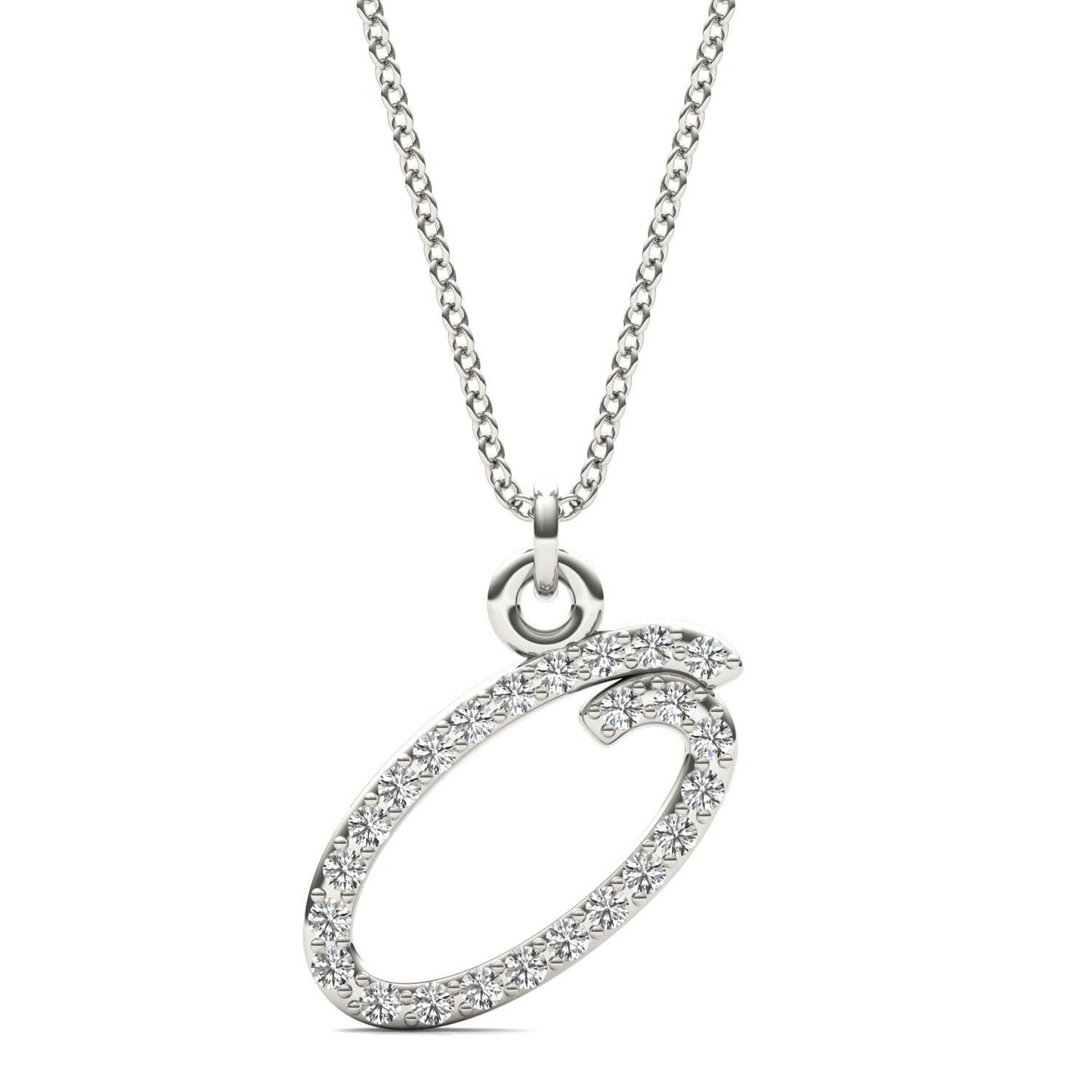Caydia Lab Grown Diamond Personalized Initial Necklace 14K White Gold