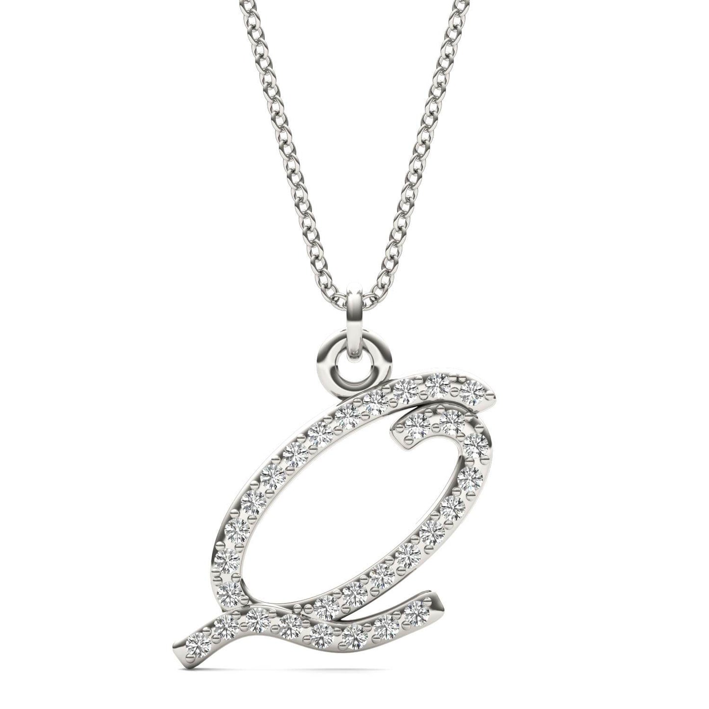 Caydia Lab Grown Diamond Personalized Initial Necklace 14K White Gold