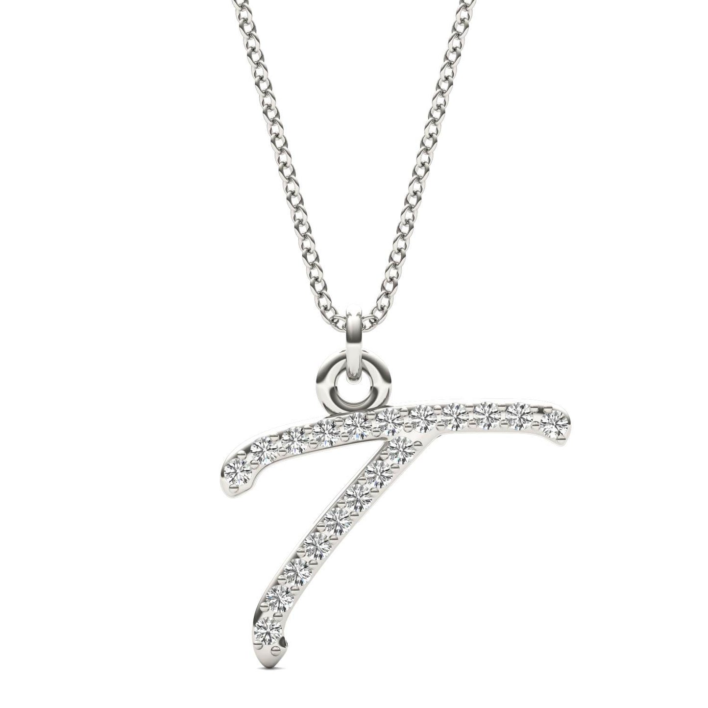 Caydia Lab Grown Diamond Personalized Initial Necklace 14K White Gold