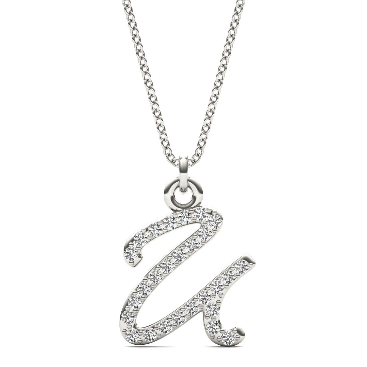Caydia Lab Grown Diamond Personalized Initial Necklace 14K White Gold