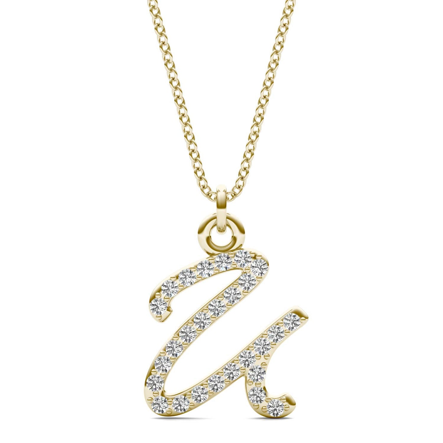 Caydia Lab Grown Diamond Personalized Initial Necklace 14K Yellow Gold