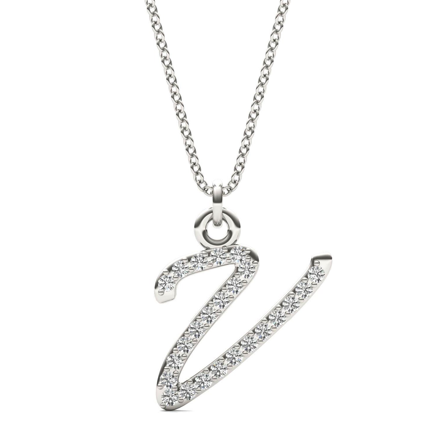 Caydia Lab Grown Diamond Personalized Initial Necklace 14K White Gold