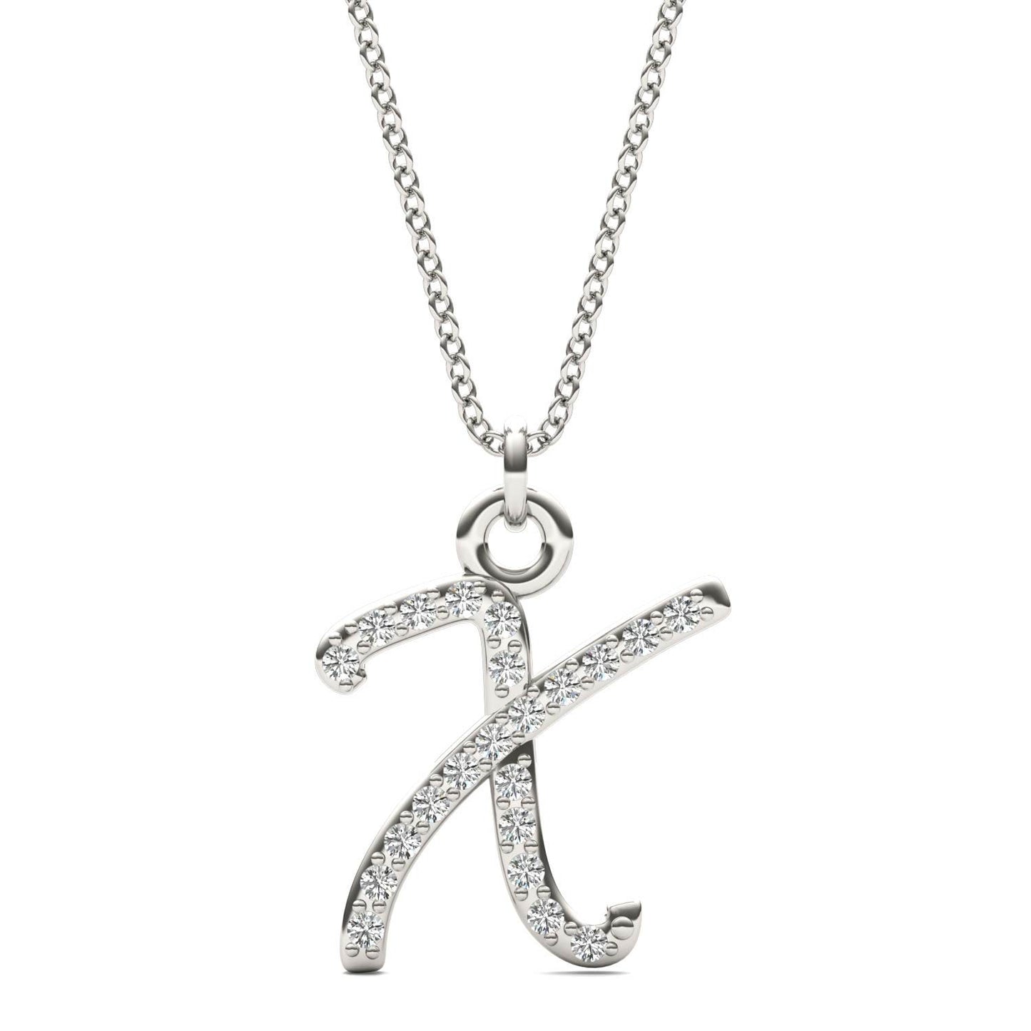 Caydia Lab Grown Diamond Personalized Initial Necklace 14K White Gold