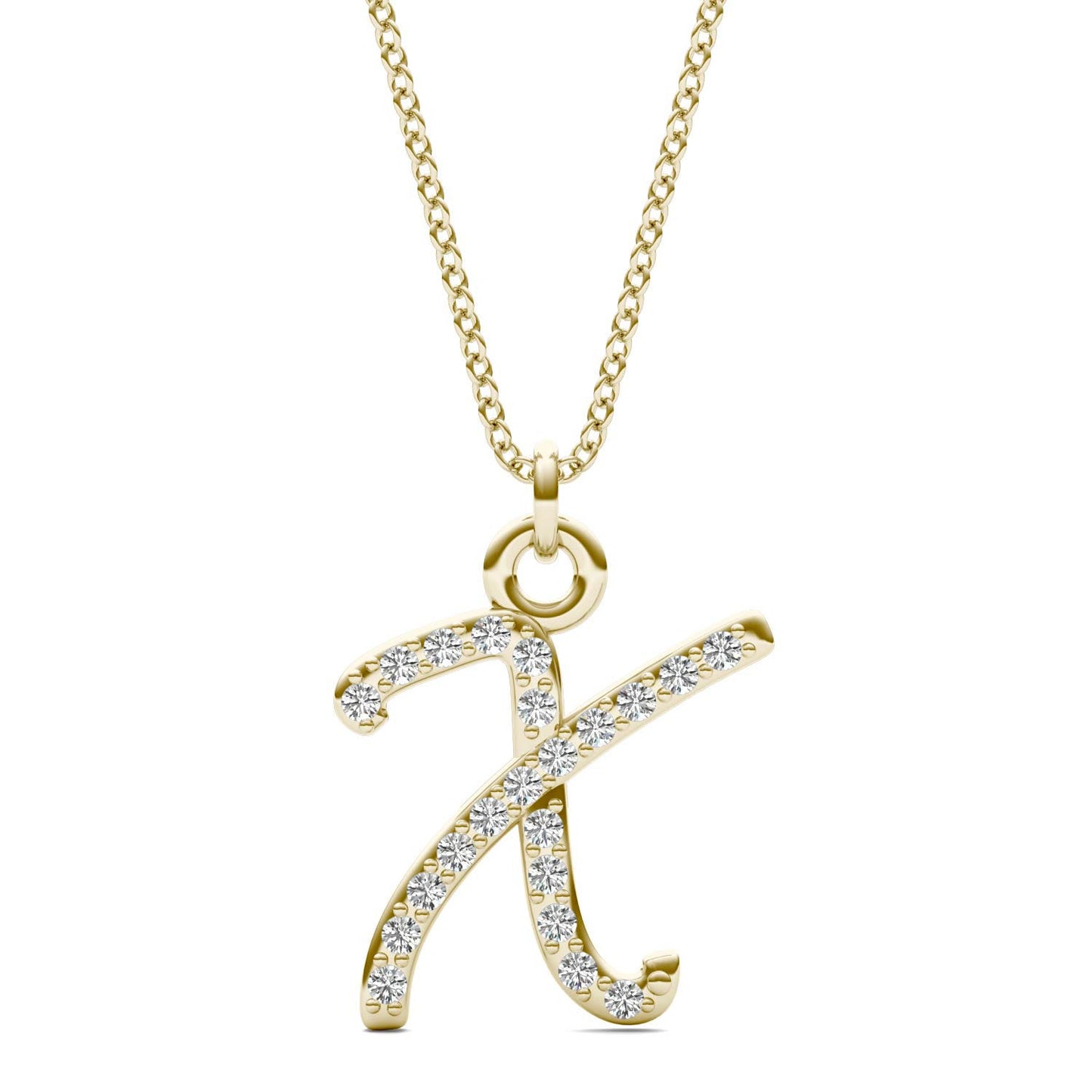 Caydia Lab Grown Diamond Personalized Initial Necklace 14K Yellow Gold