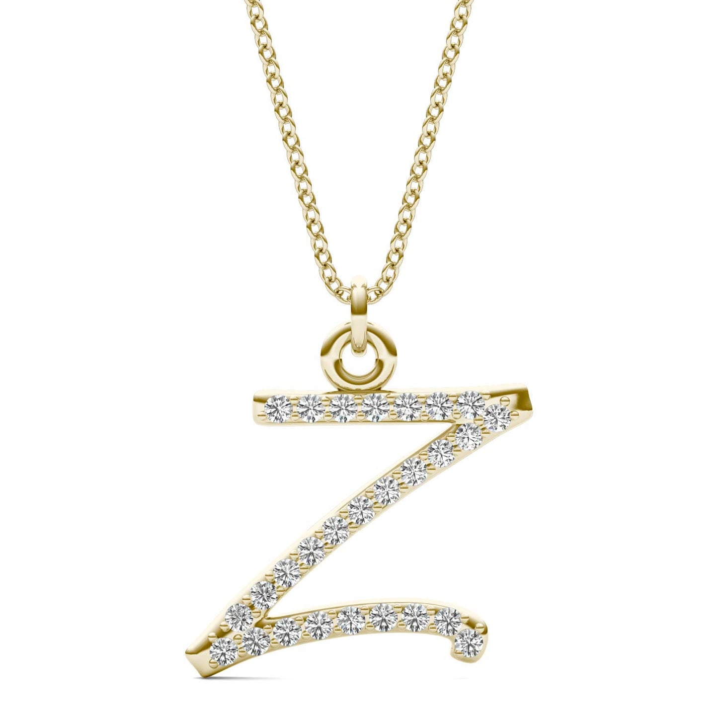 Caydia Lab Grown Diamond Personalized Initial Necklace 14K Yellow Gold